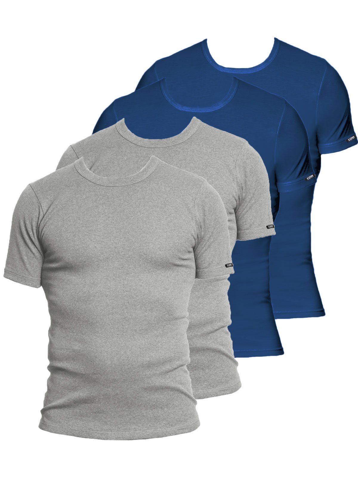 KUMPF Unterziehshirt 4er Sparpack Herren T-Shirt Bio Cotton (Spar-Set, 4-St) hohe Markenqualität darkblue stahlgrau-melange