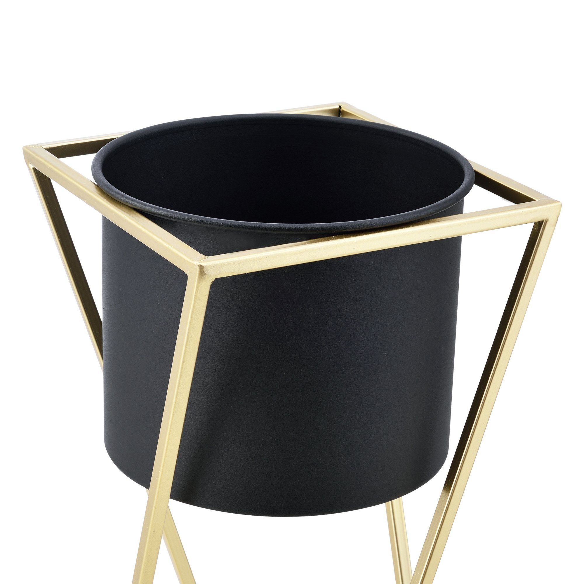 en.casa Flower Stand (Set of 2), »Mons« Flower Pot Plant Stand Plant Pot Metal Gold/Black