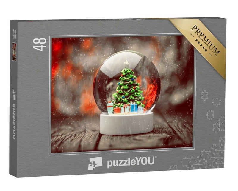 puzzleYOU Puzzle Wunderschöne Weihnachtsschneekugel, 48 Puzzleteile, puzzleYOU-Kollektionen Weihnachten
