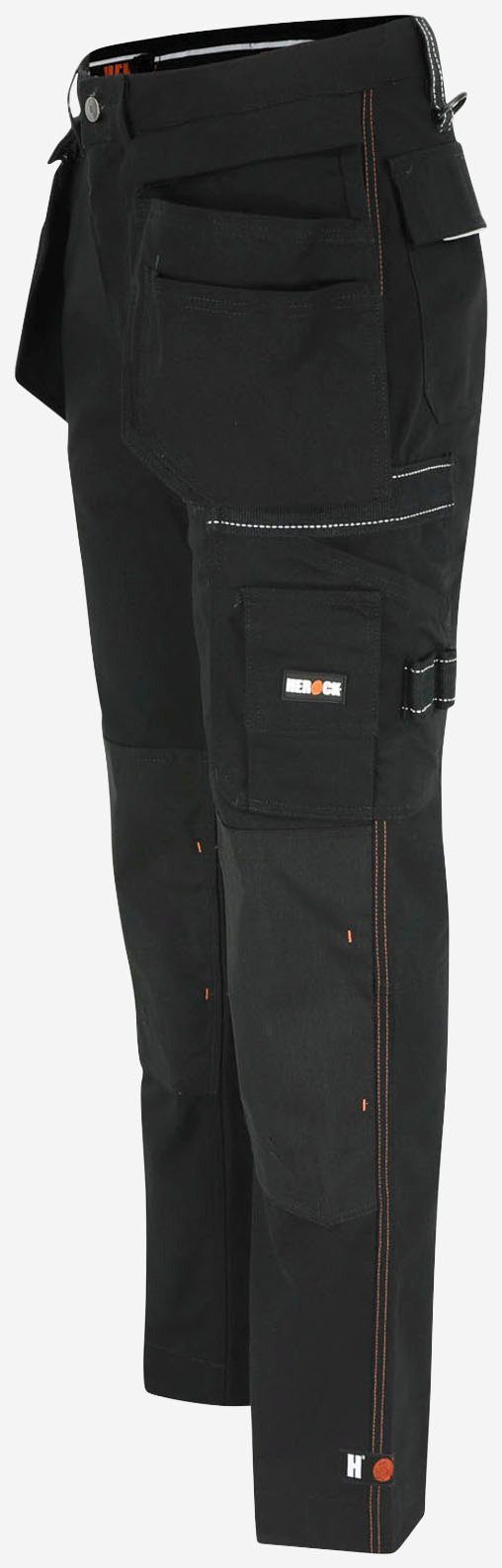 Nageltaschen Bund, verstellb. abzippb. Arbeitshose Hercules Hose schwarz Wasserabweisend, Multi-Pocket, Herock