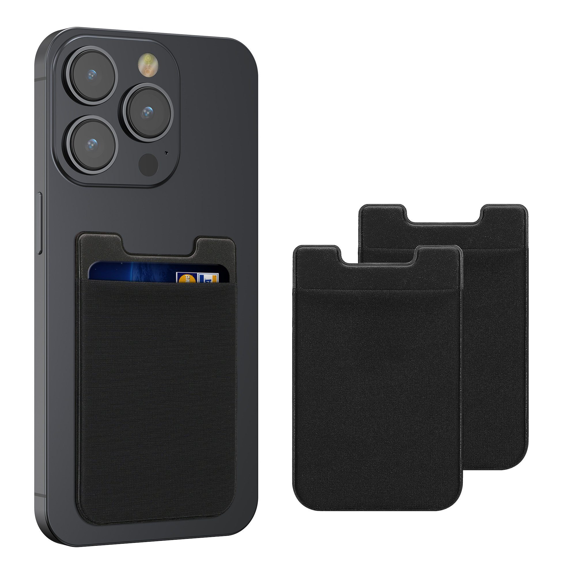 kwmobile Etui Stick-on Kartenhalter für Kreditkarten - Stoff, Halter mit Halteband - Platz für bis zu 5 Karten