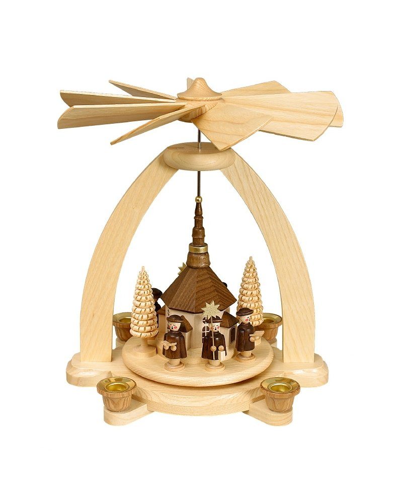 Volkskunstwerkstatt Unger Weihnachtspyramide Tischpyramide, Kurrende Seiffener Kirche