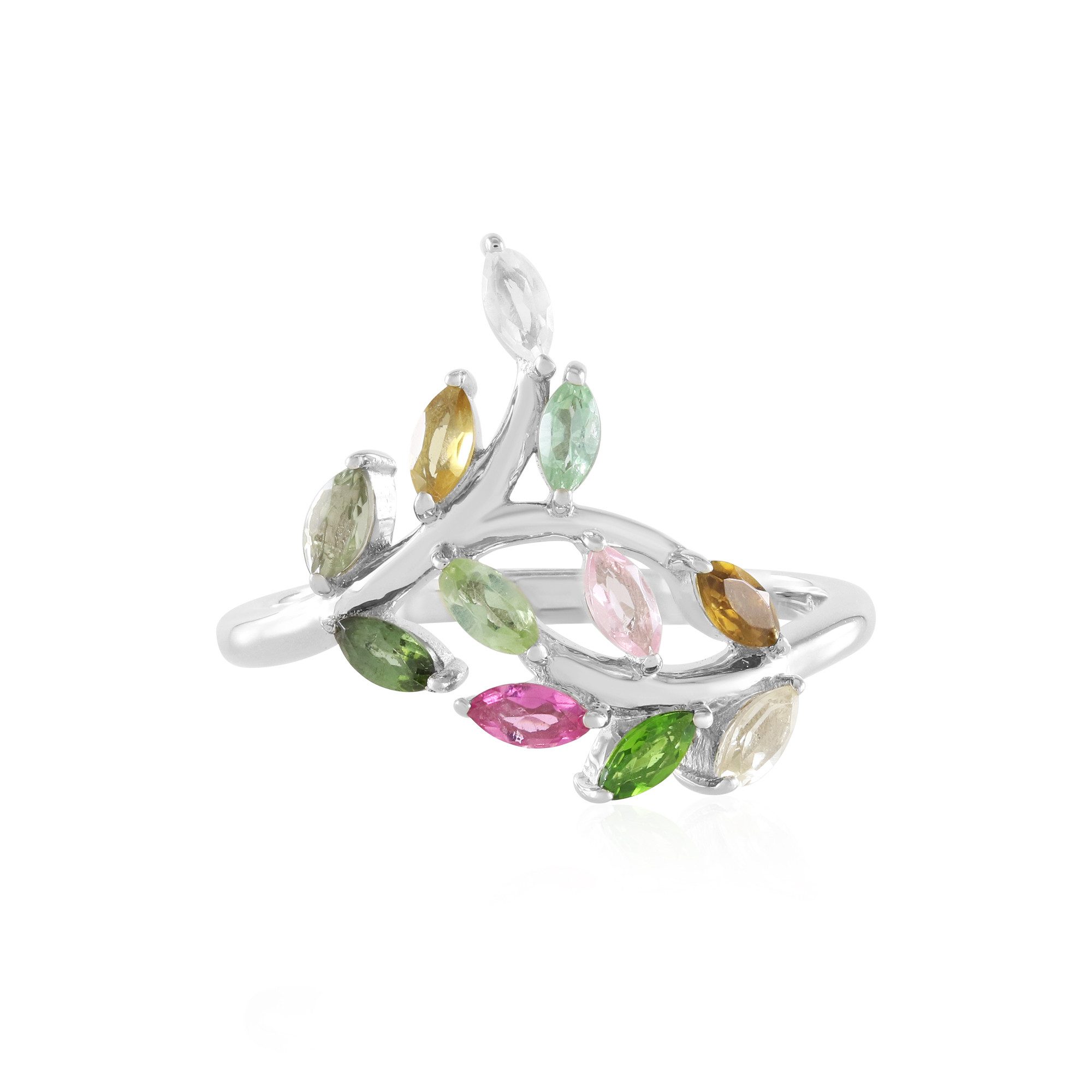 Cavill Silberring Cavill Damenring Sterlingsilber 0,79 ct Multicolor Turmalin (1-tlg)