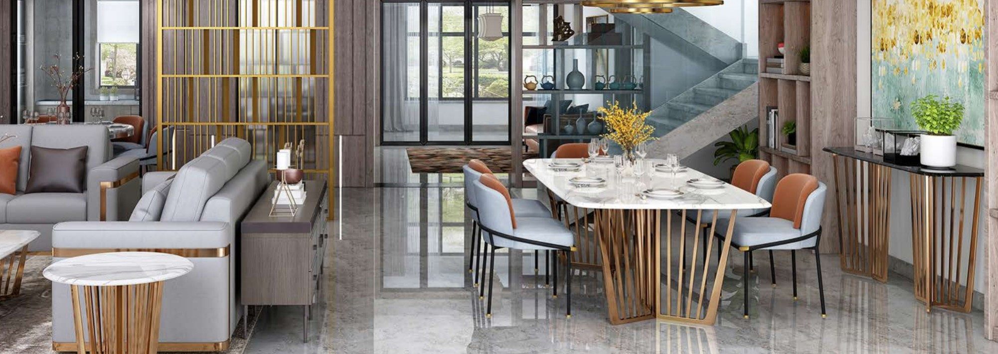 JVmoebel Esstisch Edelstahl Tisch für Esszimmer und Wohnzimmer in Weiß, Made in Europa