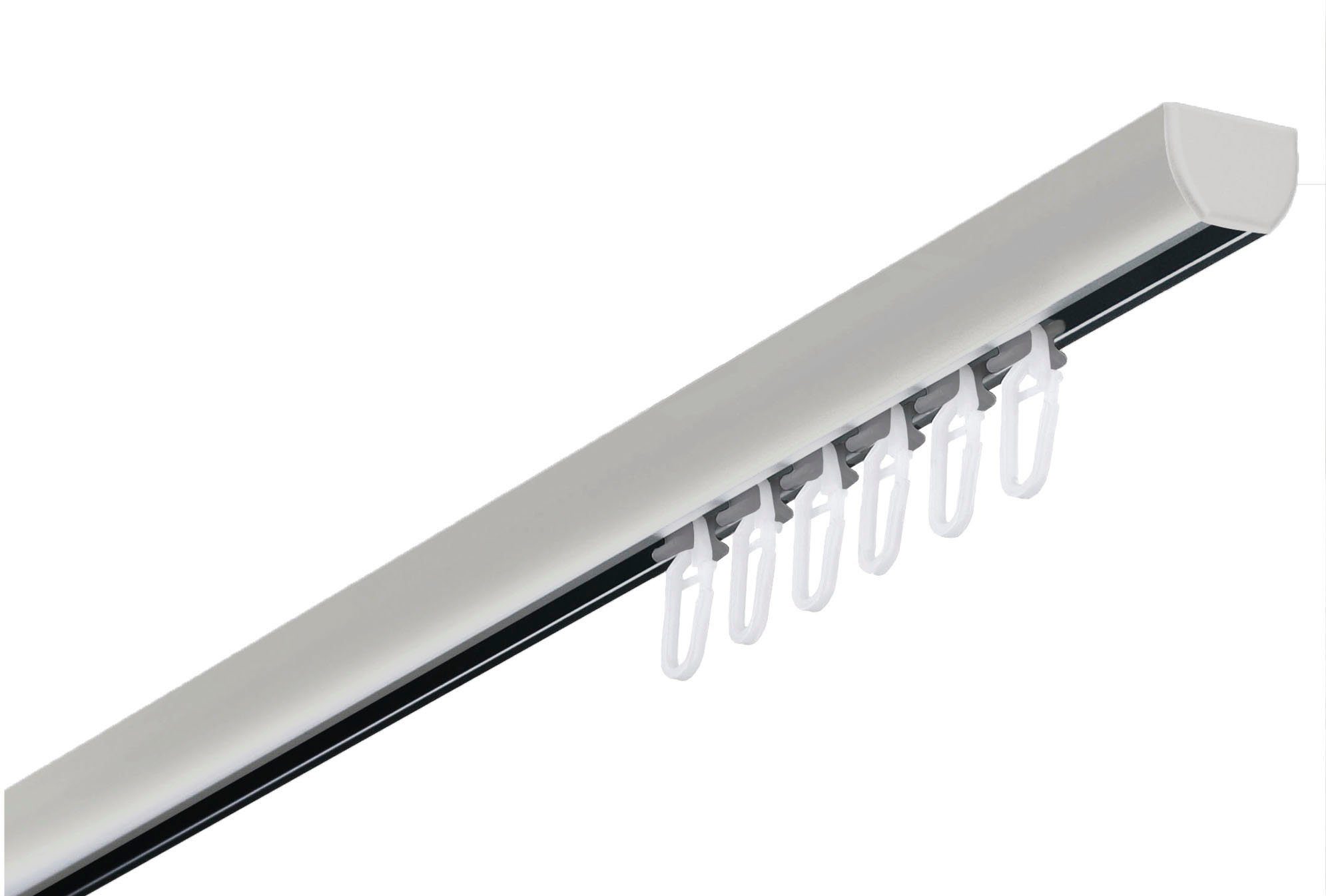 GARESA Gardinenschiene 400, 1-läufig, Wunschmaßlänge, mit Bohren, verschraubt, Aluminium, Kunststoff, Aluminiumschiene, schlicht, Deckenmontage, verlängerbar