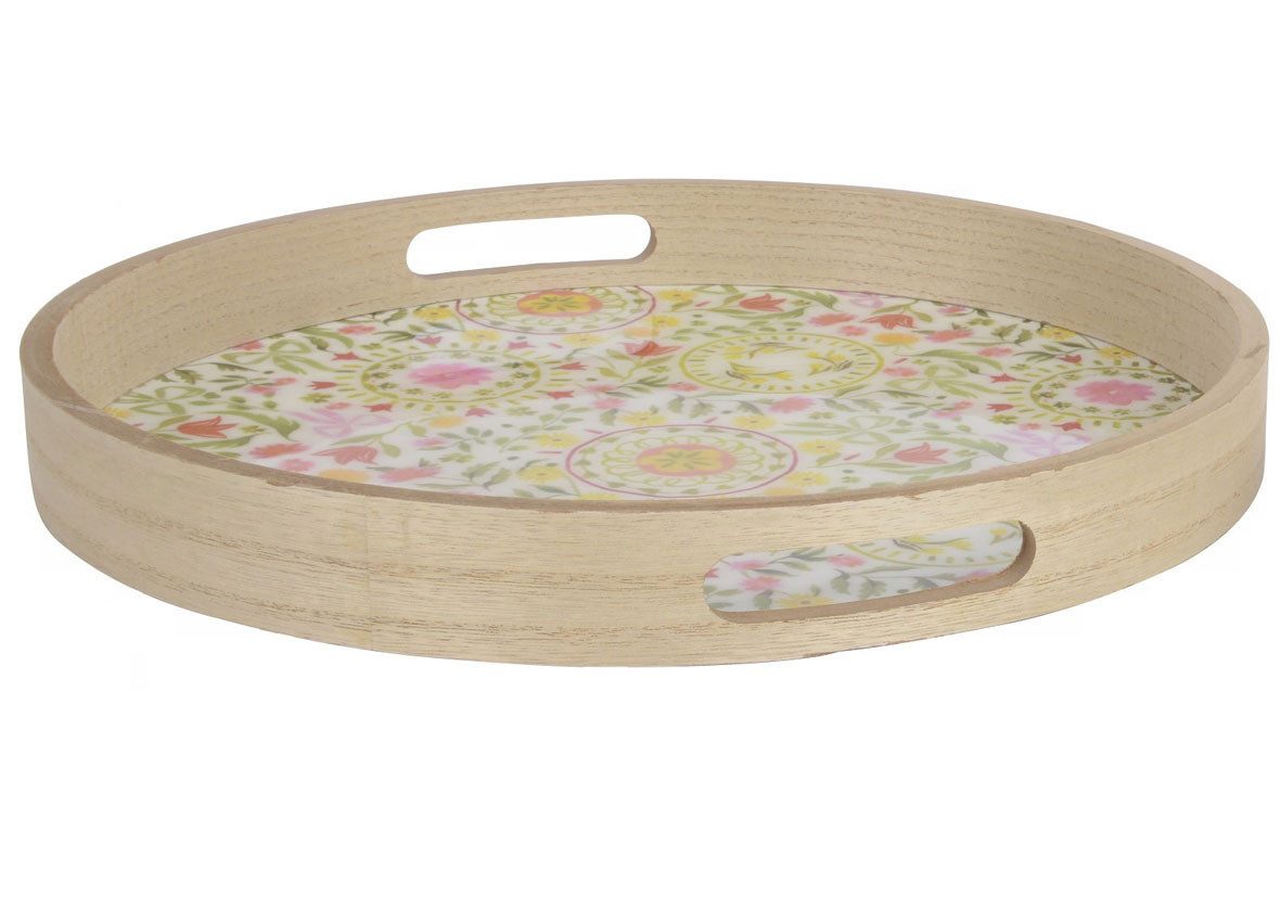 Kaemingk Dekofigur Decoris Tablett Ø 35 x 4 cm weiß-bunt