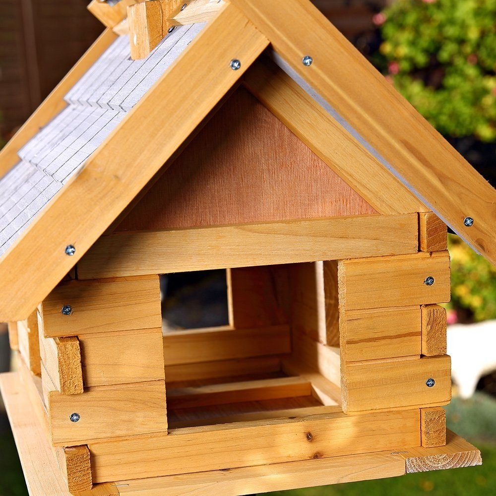 Melko Vogelhaus Vogelhaus Vogelfutterhaus Vogelvilla aus Holz Vogelhäuschen, Dachschindeln und Haus sind lasiert