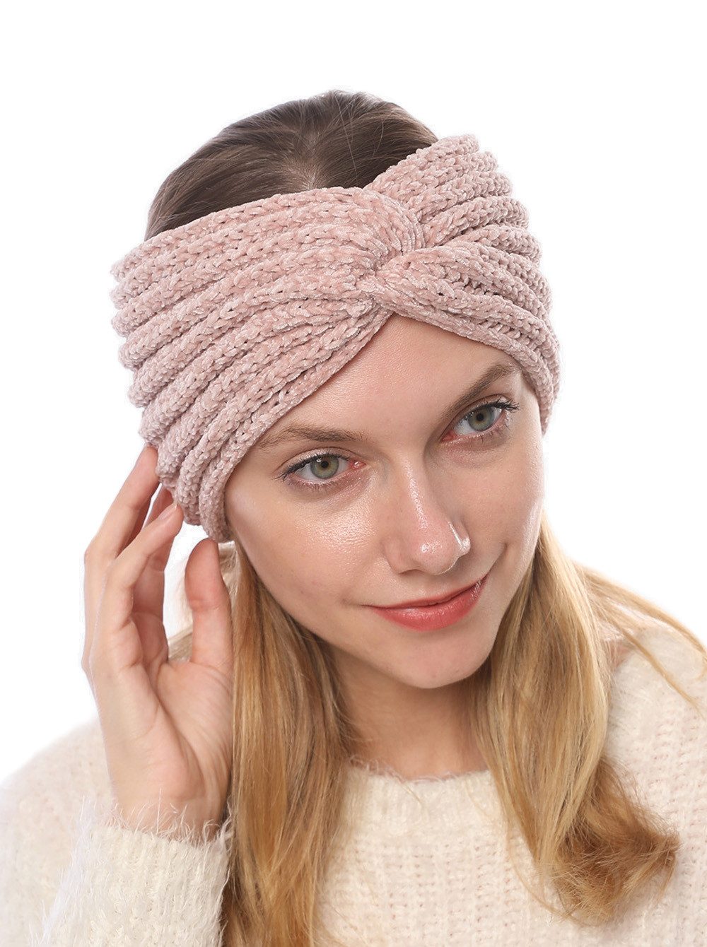 axy Haarband Damen Strick Stirnband mit Twist Knoten HBW3, Strick Winter Stirnband Hairband