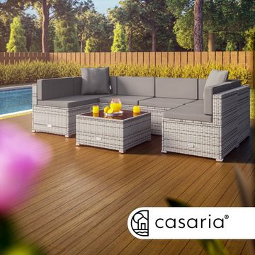 Casaria Loungeset, 7 cm Auflagen Rückenkissen Sicherheitsglas Tisch Garten Gartenmöbel