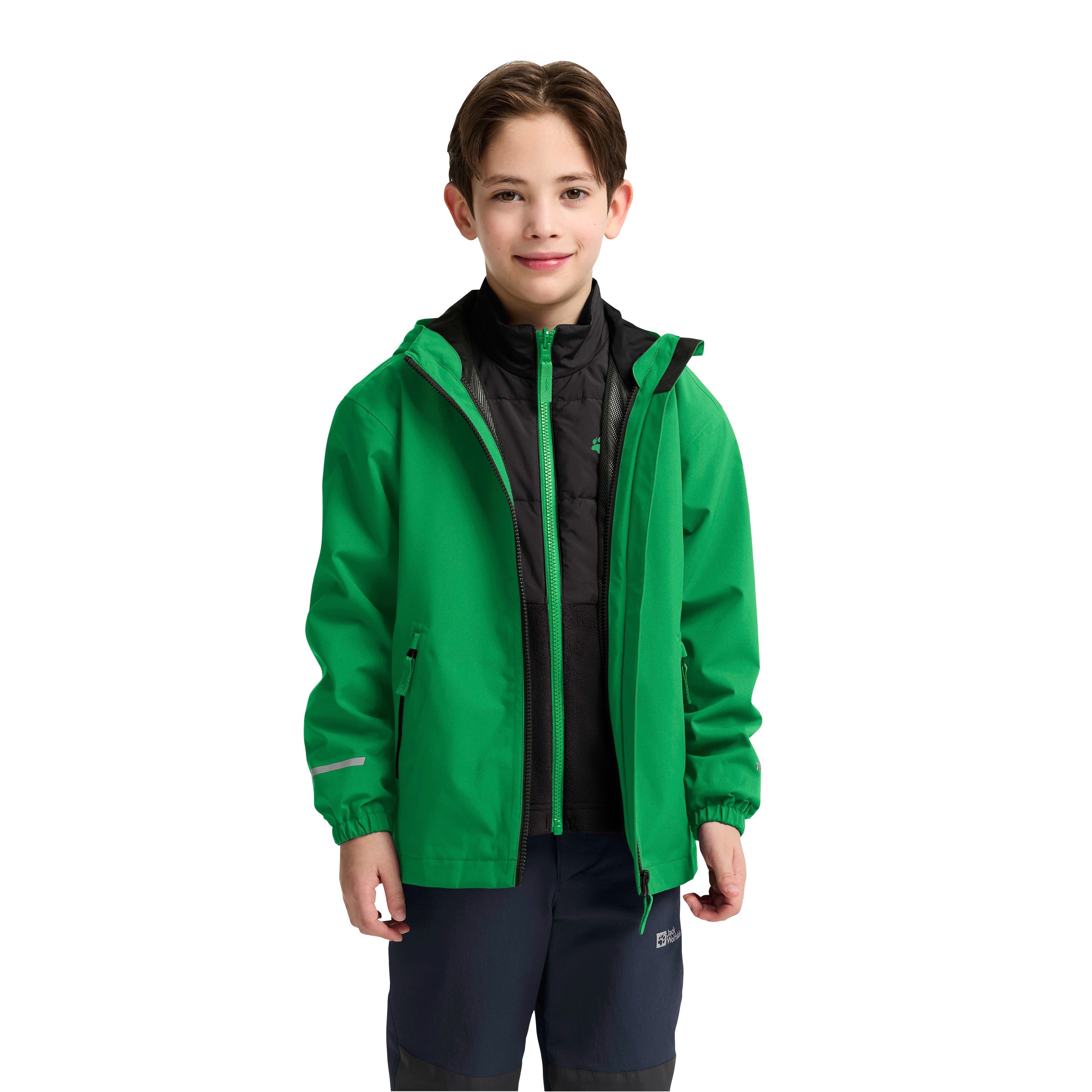 Jack Wolfskin 3-in-1-Funktionsjacke HYBRID 3IN1 JACKET K mit kombinierbarer Außen- und Innenjacke, wasserdichte Ausführung