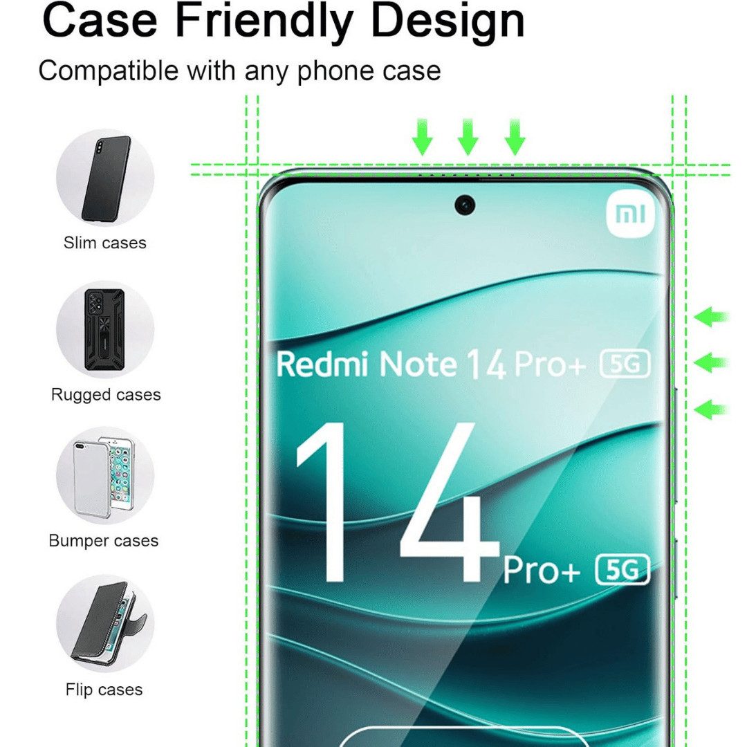 SmartUP Displayschutzglas für Xiaomi Redmi Note 14 Pro Plus 5G Panzerfolie Display Schutz Full für Für Xiaomi Redmi Note 14 Pro Plus 5G, kompletter Rundumschutz – Bild 3 von 5