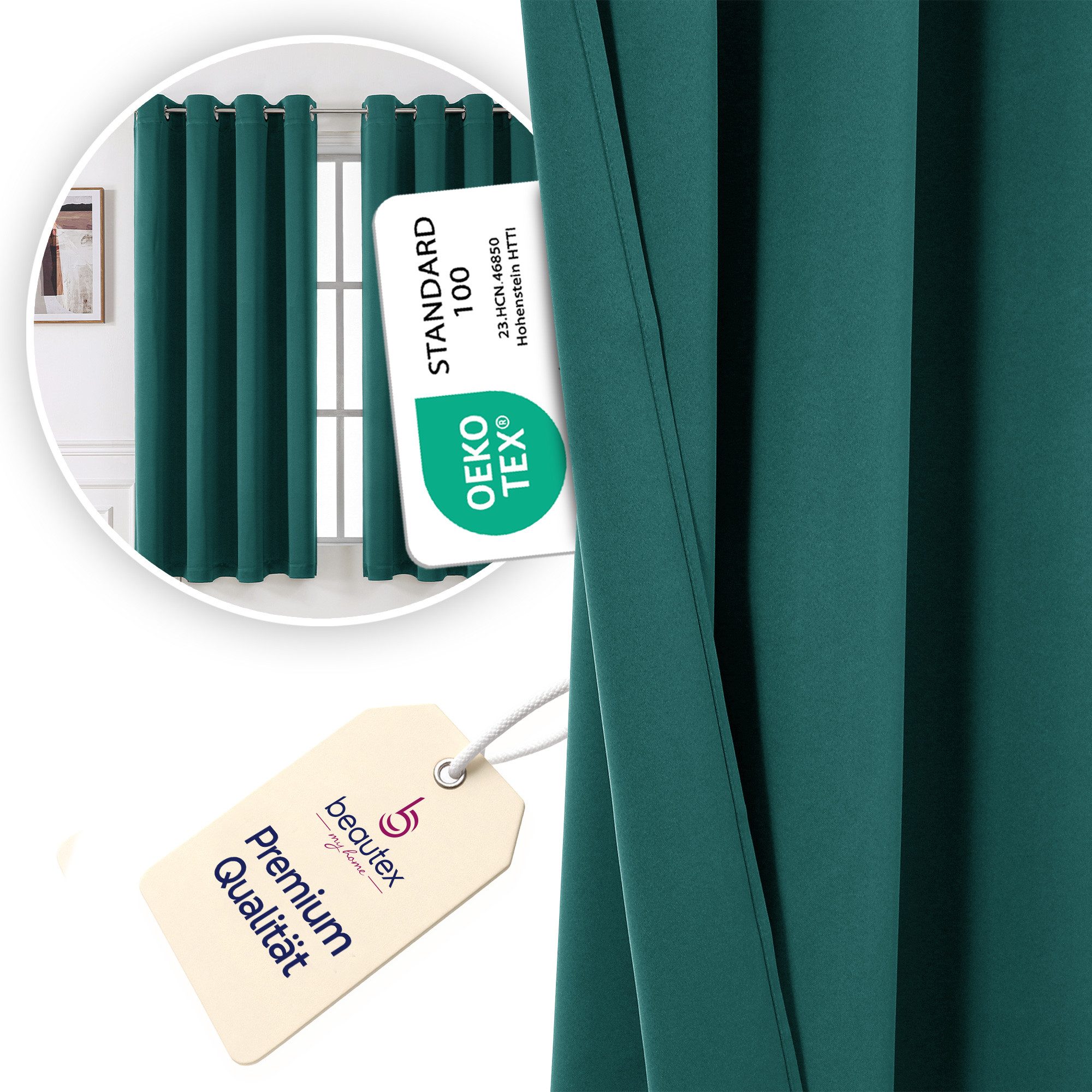 Beautex Verdunkelungsvorhang mit Ösen Vorhang, Gardine blickdicht abdunkelnd (1 St), Ösen, verdunkelnd, Blackout, blickdicht, waschbar, Ösenaufhängung, Farbwahl