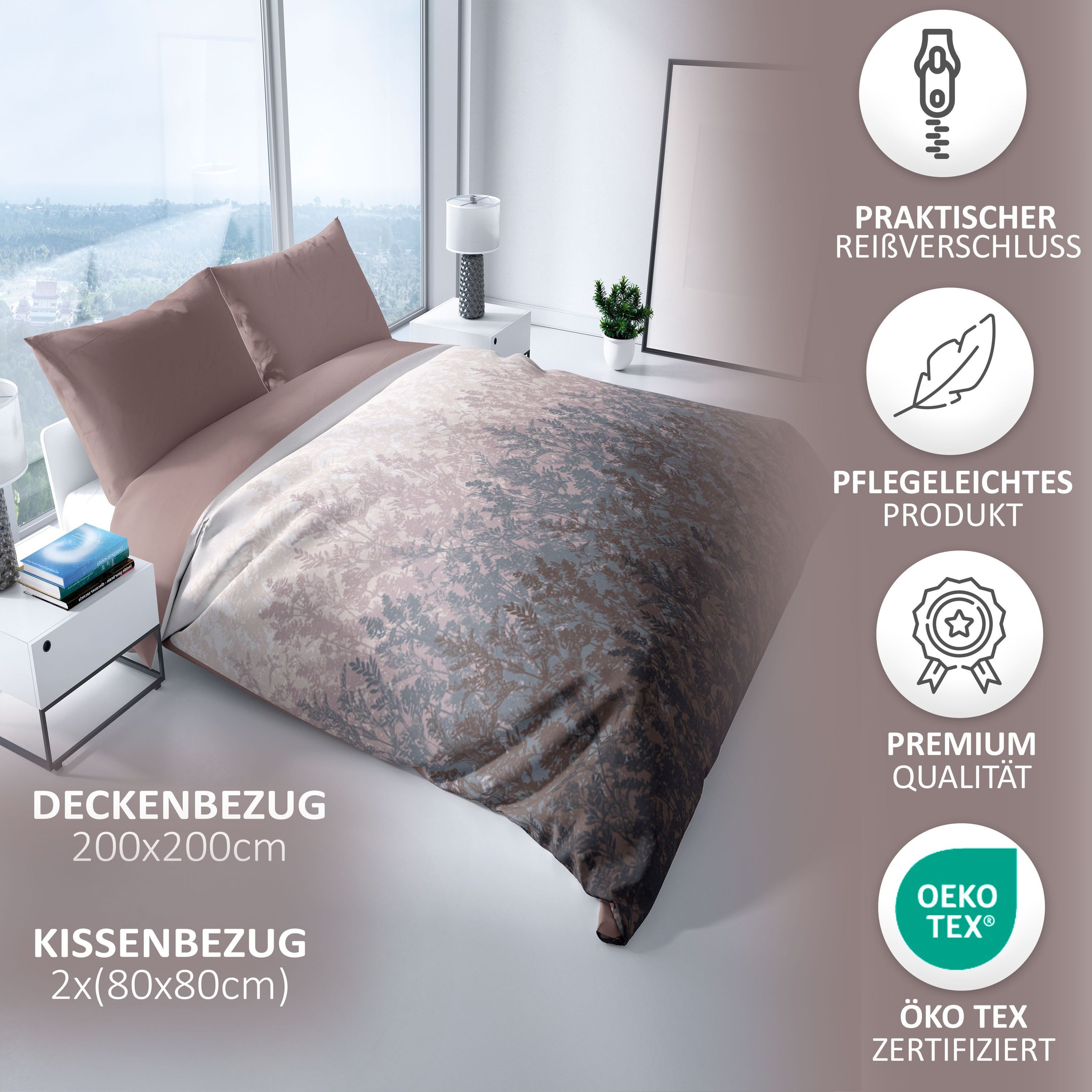 Leonado Vicenti Bettwäsche Baumwolle fein gewebt, Baumwolle, 3 teilig, flor günstig online kaufen