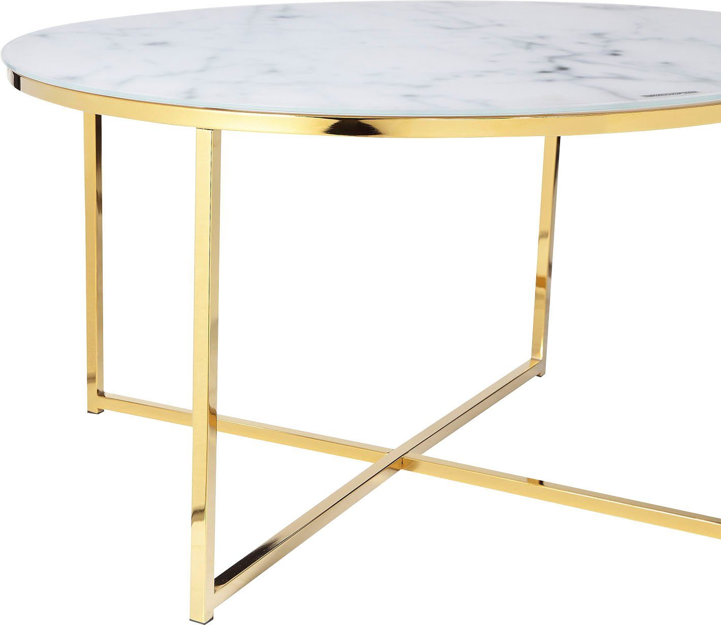 SalesFever Couchtisch, Tischplatte in Marmoroptik | | Weiß Weiß/Gold Gold