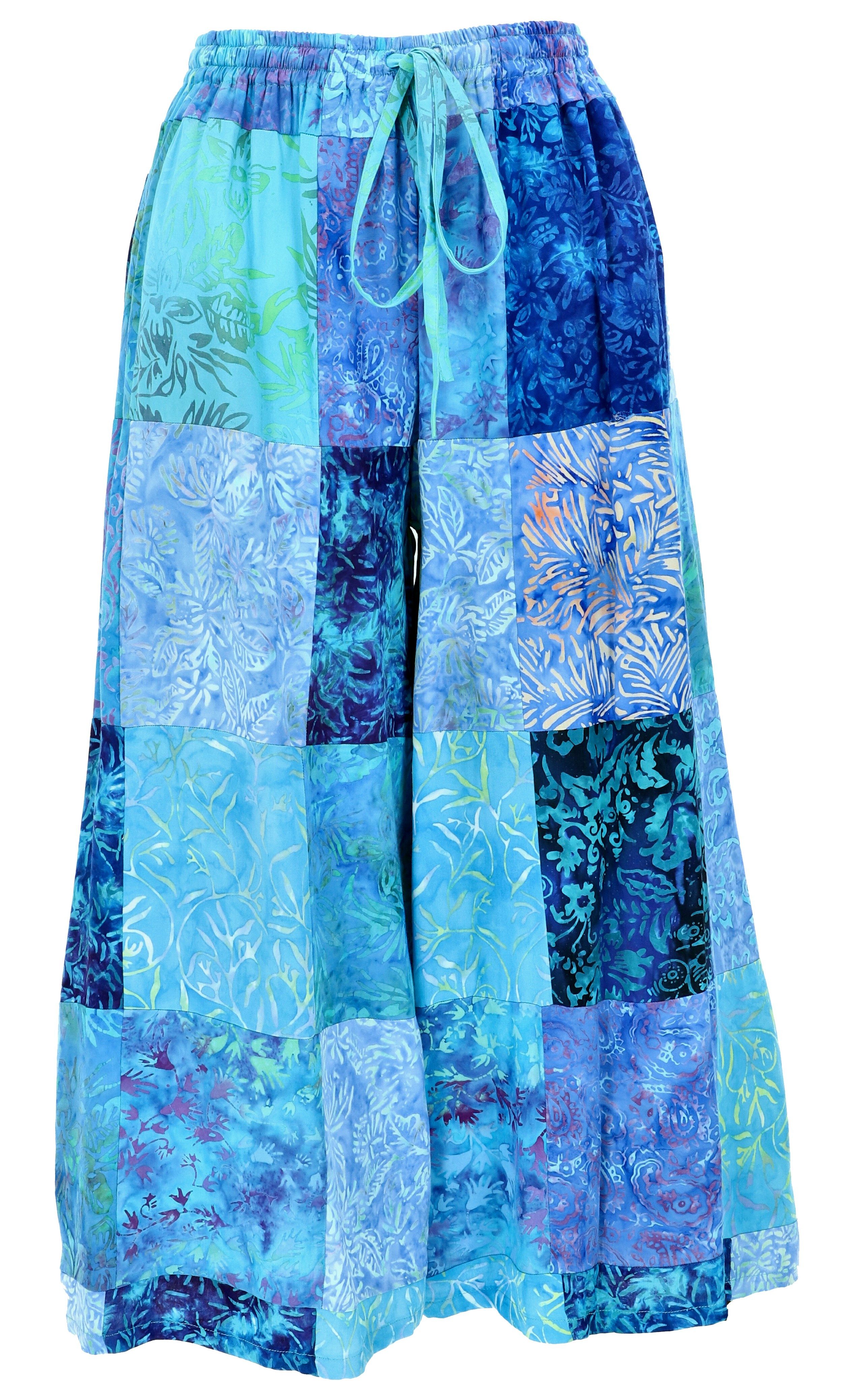 Guru-Shop Relaxhose Bequeme Palazzohose, weite Patchwork Boho.. alternative Bekleidung