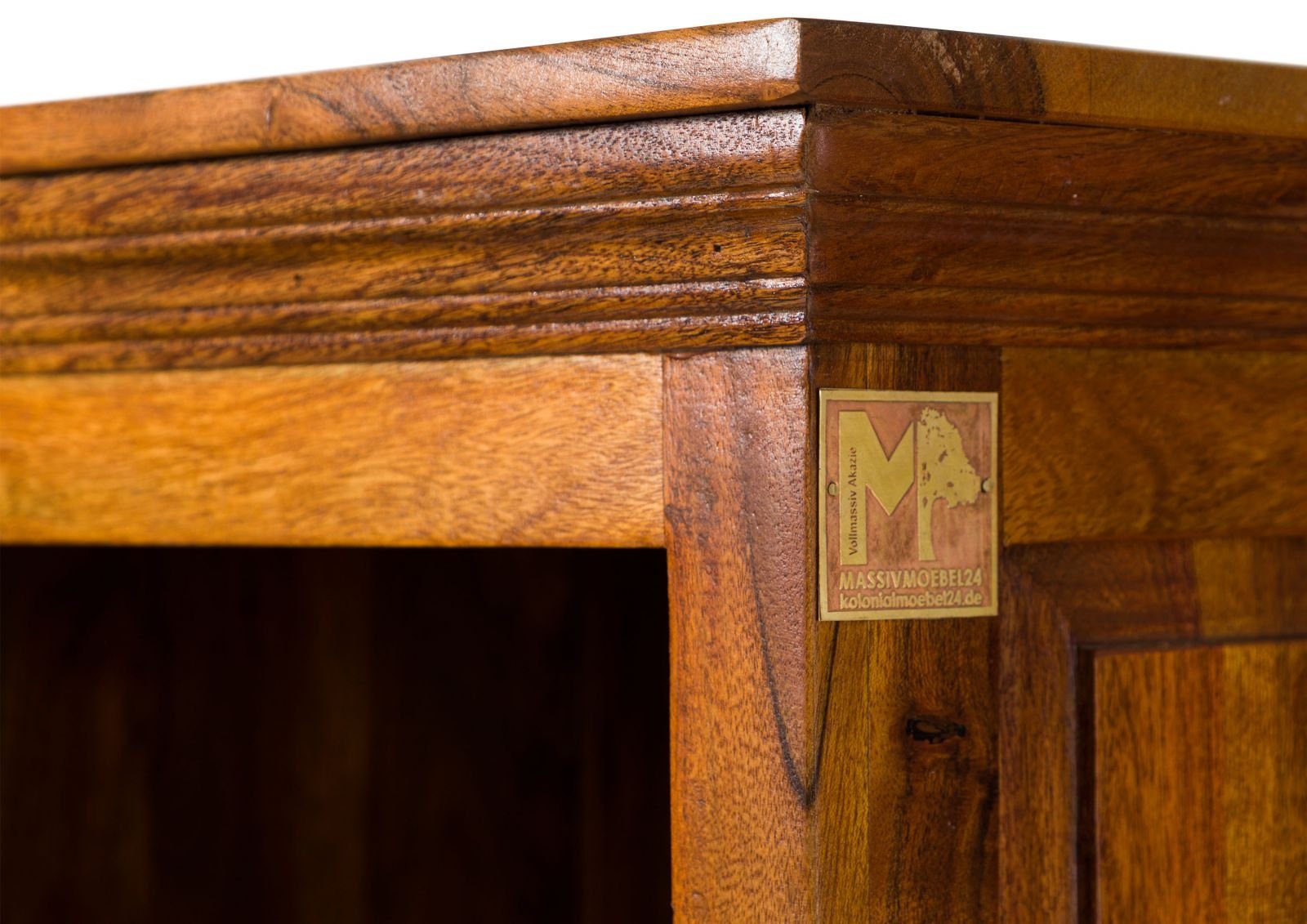 Massivmoebel24 Bücherregal OXFORD, 1-tlg., Regal Akazie 54x44x195 honig lackiert OXFORD #0441