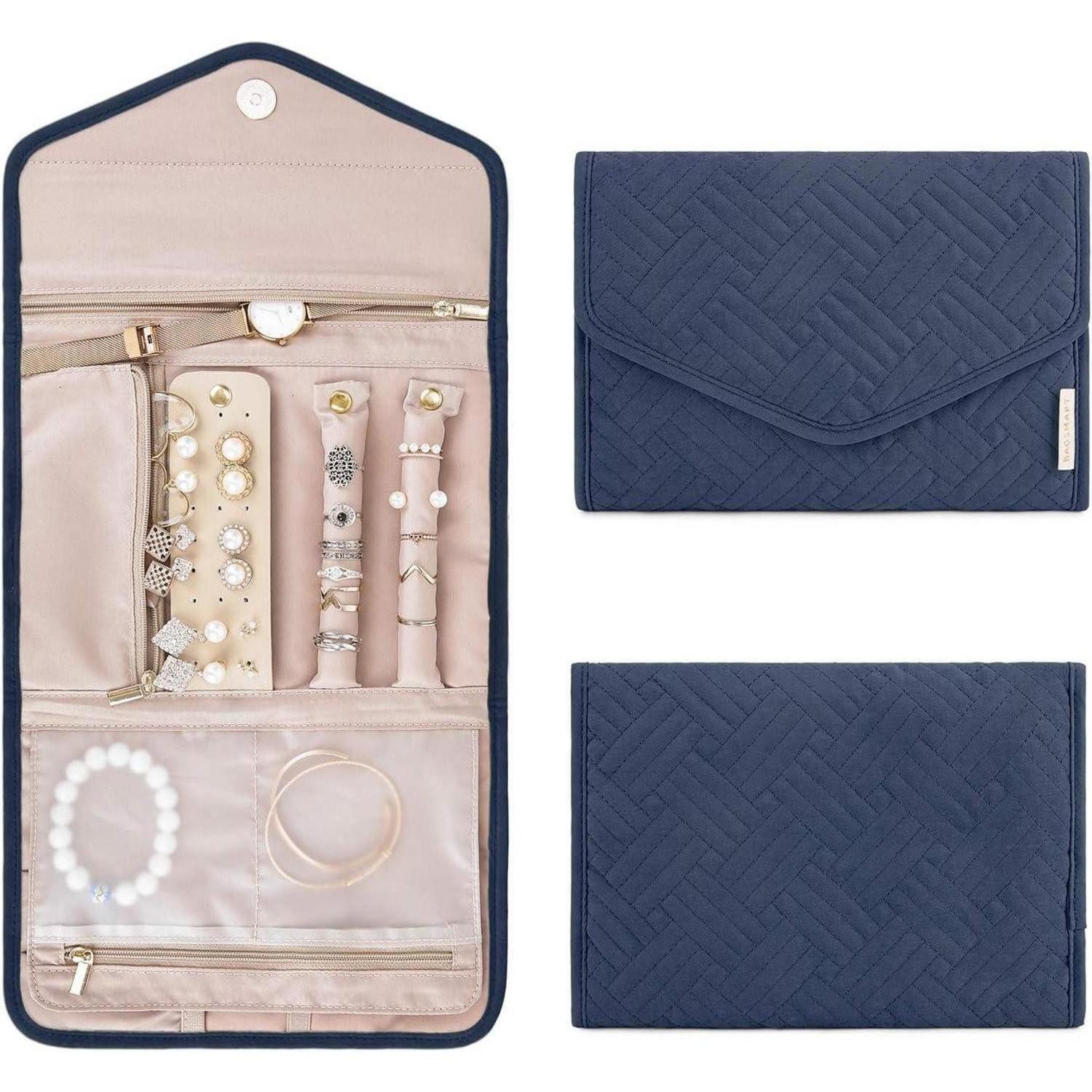 LuxusKollektion Schmuckkasten Schmuck Organizer Tasche für Reise Schmuckaufbewahrung in Grün