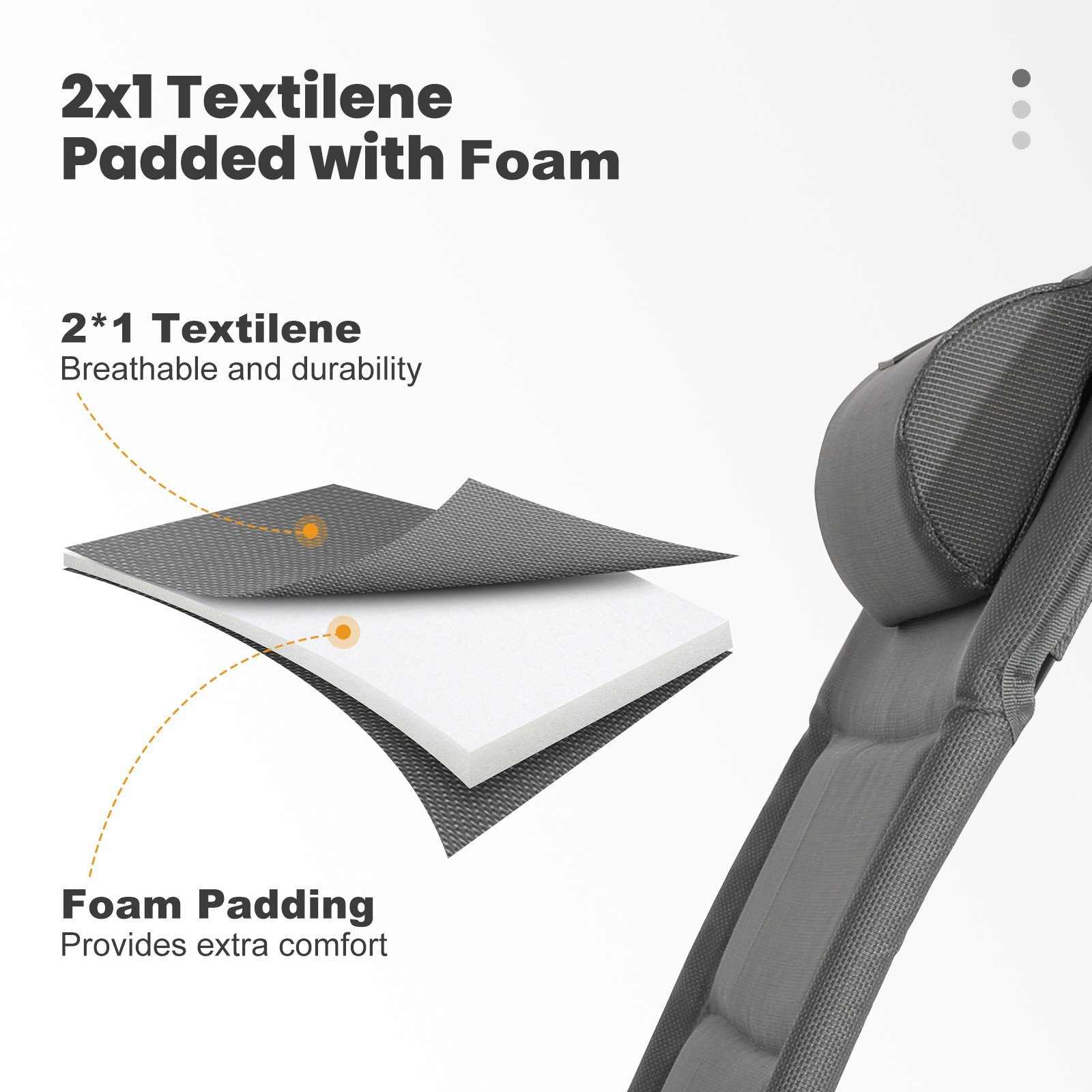 HOMECALL Campingstuhl Gartenstuhl Anglerstuhl Faltsessel Klappstuhl für Wohnwagen Outdoors (Textilene gepolstert mit Quick-Dry-Schaum, 1 St), 5 fach Verstellbarer Rückenlehne, Hochlehner, bis 150 kg