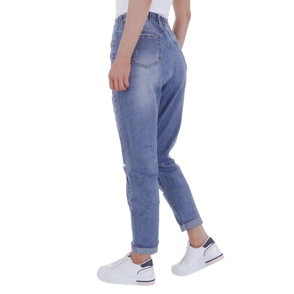 Damen Jeans Ital-Design Relax-fit-Jeans Damen Freizeit Stretch Relaxed Fit Jeans in Blau