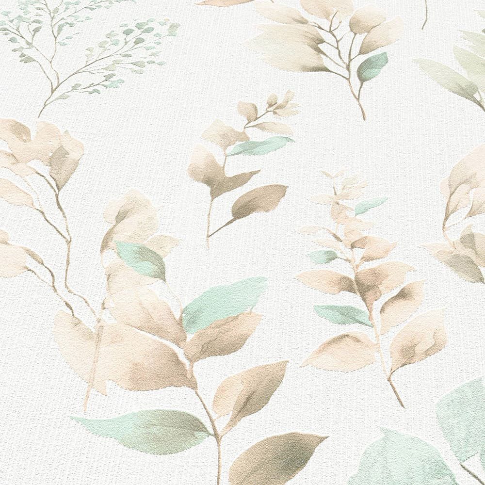 Erismann Vliestapete Blattmuster Weiß Apricot 10579-23 Moments26