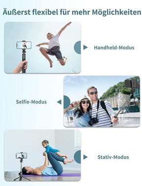 HYTIREBY Selfie-Stick Selfie Stick Stativ, Erweiterbar 4 in 1 Selfie Stange & Handy Stativ, , Für iPhone 13/12/11 Pro/XS Max/XS/8, Samsung und Smartphones