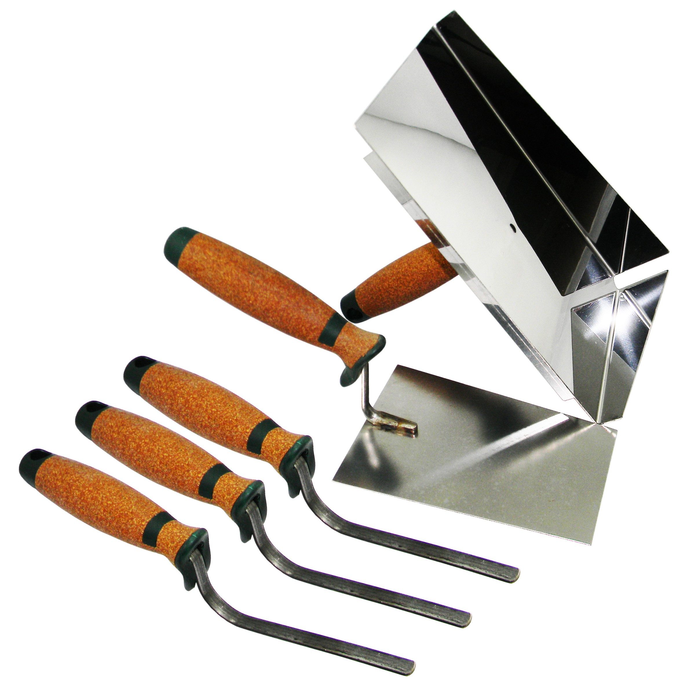 ConToo Fugenspachtel Fugblech 245x155mm + Trapezkelle + Fugenkelle 8+10+12mm KORKGRIFF CT04