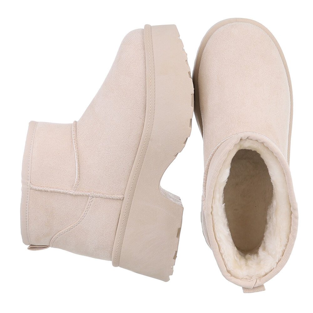 Ital-Design Plattform Ankle Boots für Damen – Stilvoll & Bequem Snowboots (90503058) Blockabsatz Stiefeletten in Beige