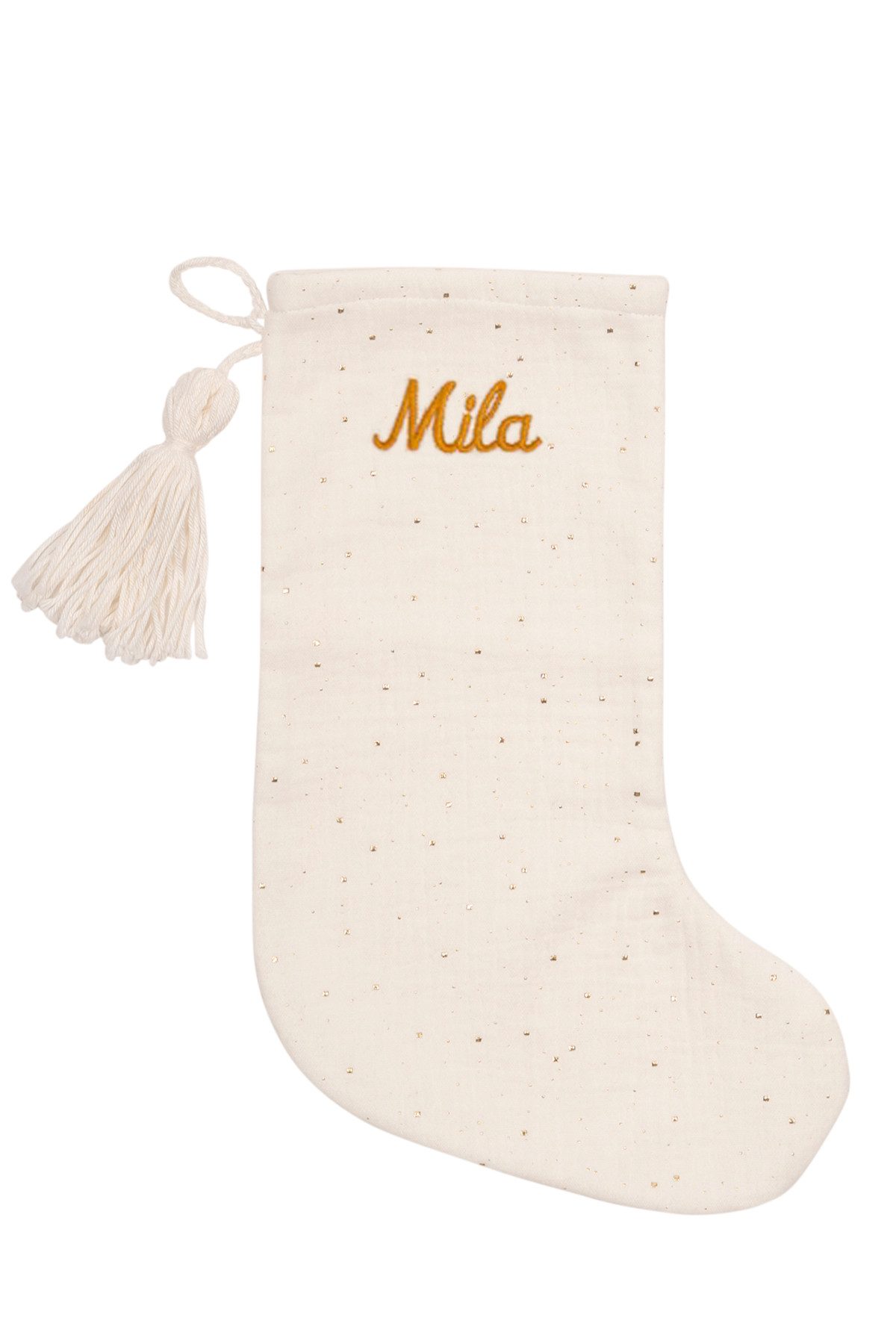 kikadu Nikolausstiefel 2201, Bio-Baumwolle, funkelndes Design für Nikolaus und Weihnachten