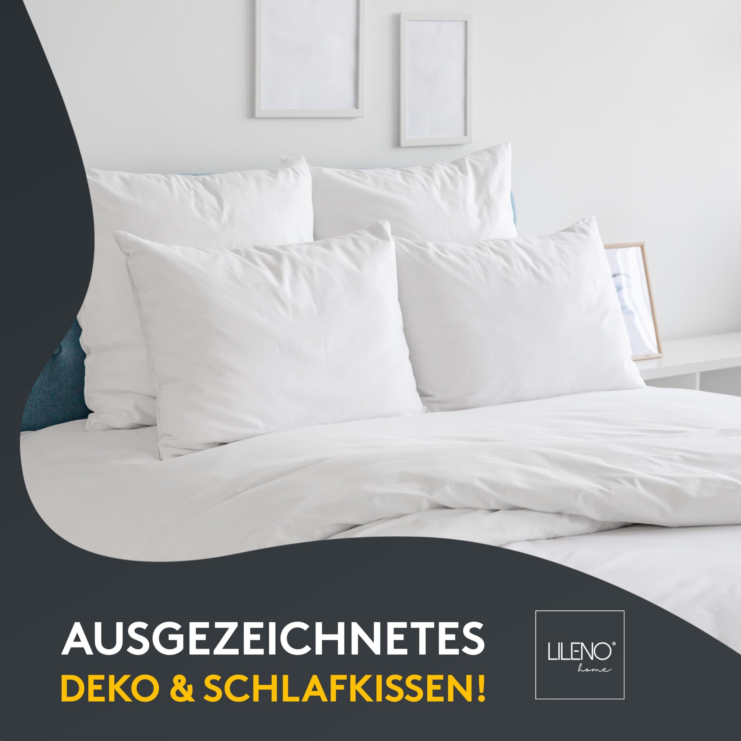 LILENO HOME Microfaserkissen - geeignet für Allergiker, in verschiedenen Größen - Made in Germany, Füllung: 100% Polyester, Rückenschläfer, Seitenschläfer, Bauchschläfer, Set, 1er Set, Kissen 40x40 cm mit Reißverschluss, als Bettkissen oder Dekokissen