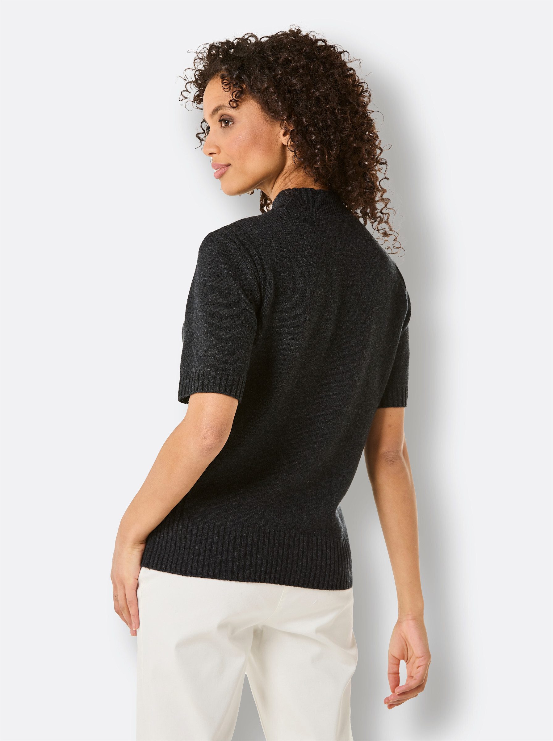 creation L Pullunder Merino-Kaschmir-Pullover Kurzarm Jersey