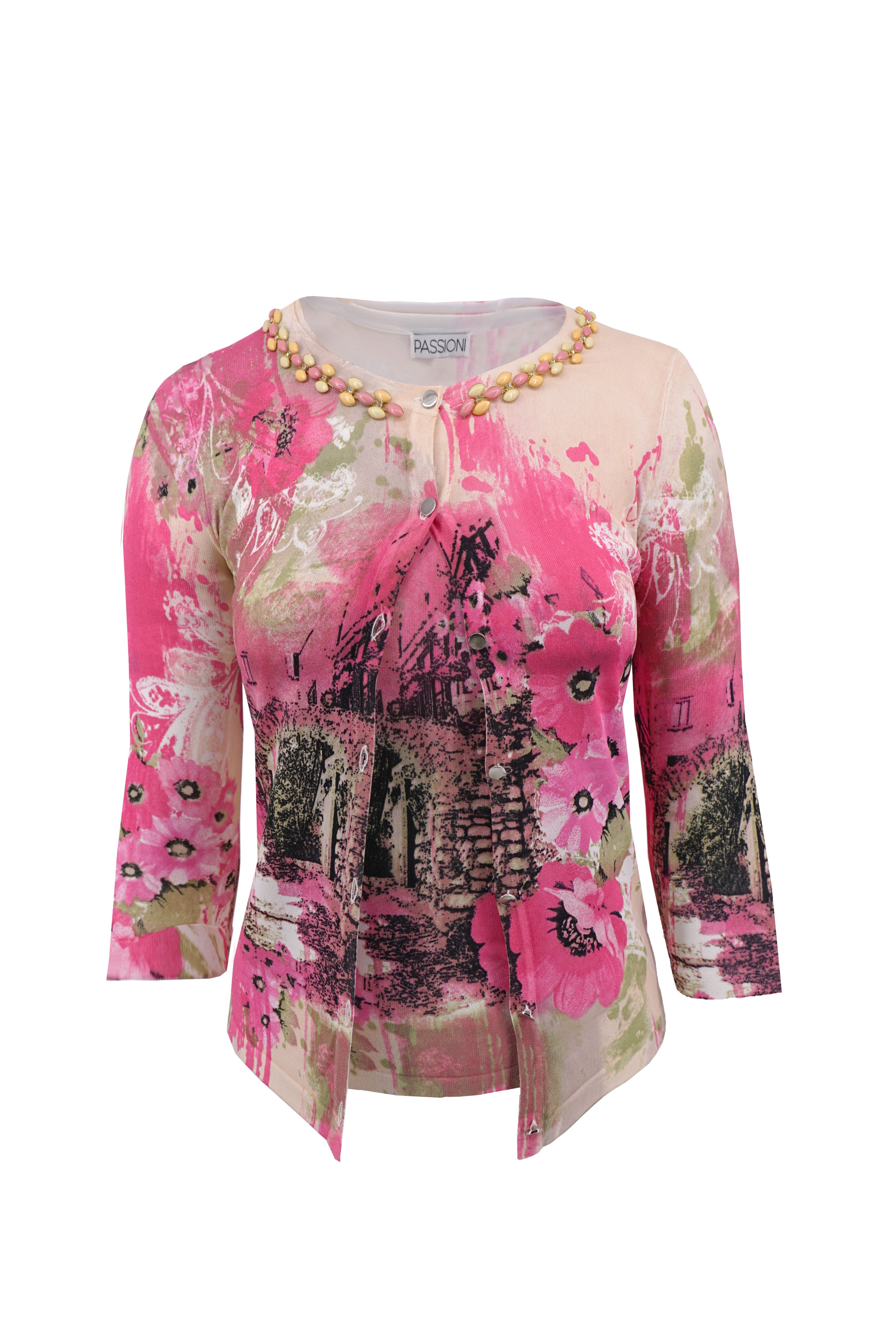 Passioni Cardigan Twinset mit Blumen- und günstig online kaufen