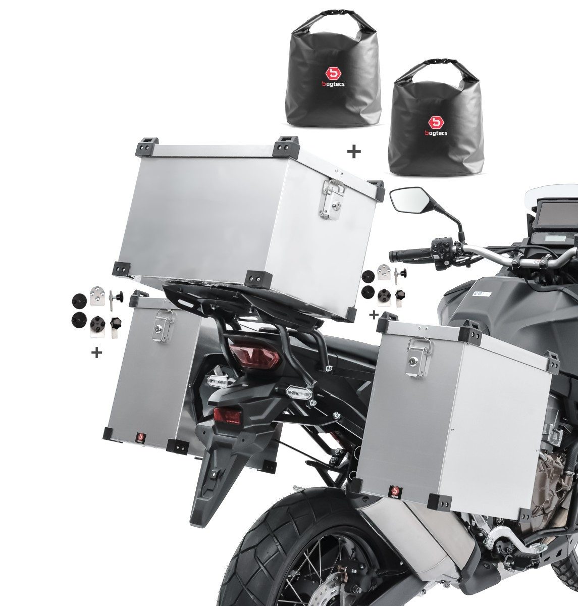 Bagtecs Kofferset Set Alukoffer # Namib 35-40l + Topcase 45l + Innentaschen + Anbaukit