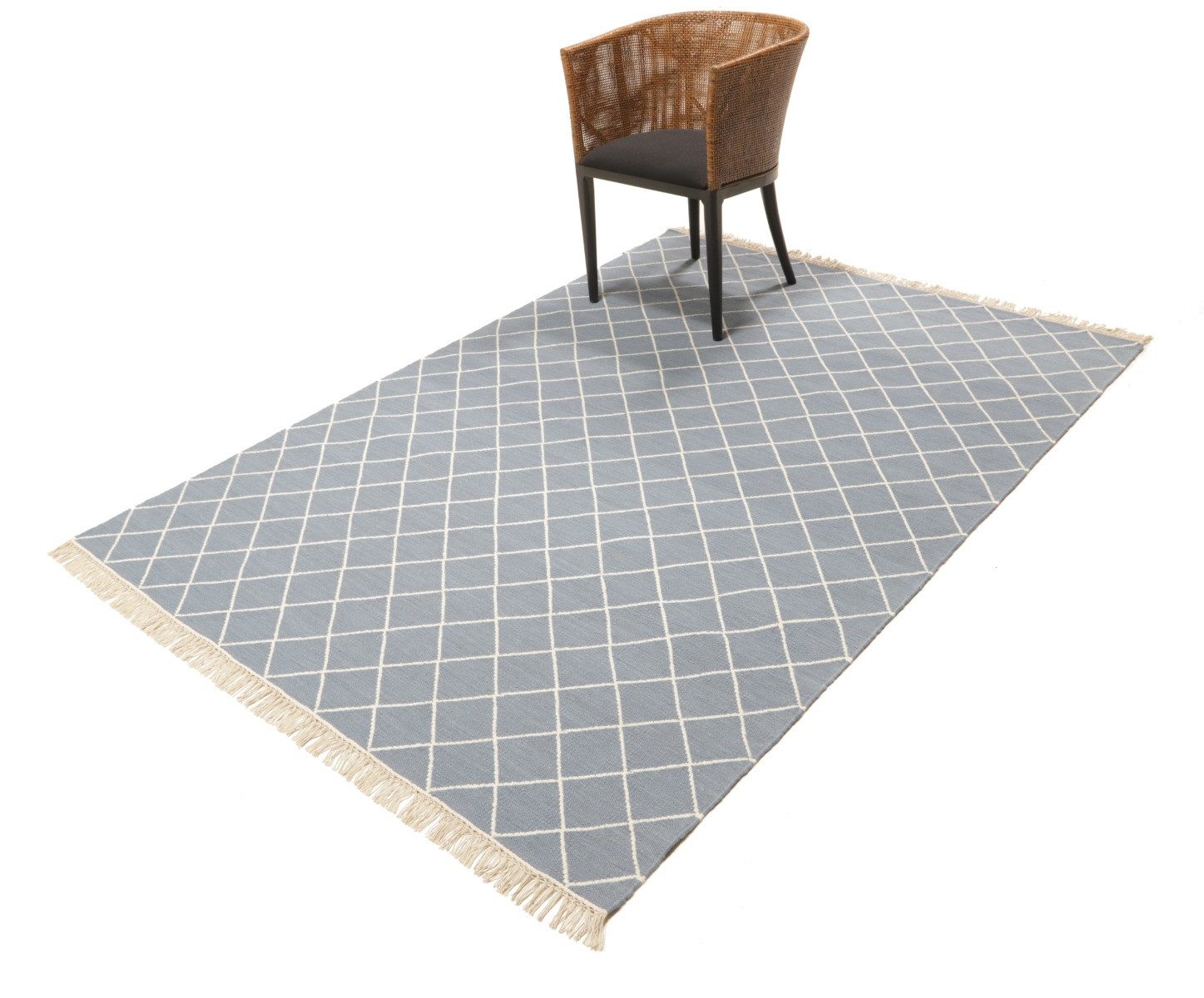 Carpet Avenue Teppich Kelim Dhorri Box- Blau 230x160, Rechteck, Höhe: 4 mm