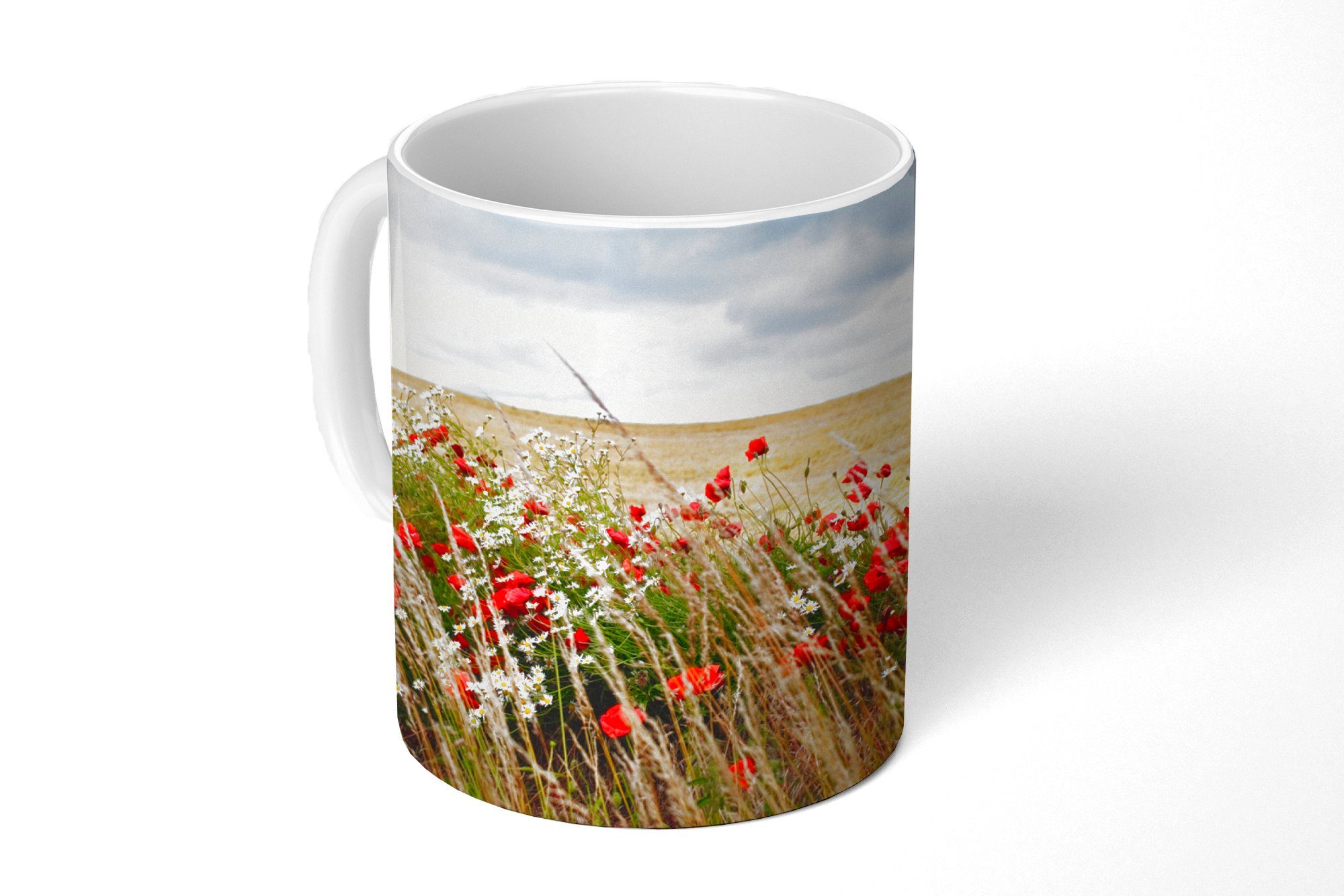 Geschenk - Kaffeetassen, Blumen Rot, Becher, - Wolken Teetasse, Teetasse, Tasse MuchoWow Keramik,