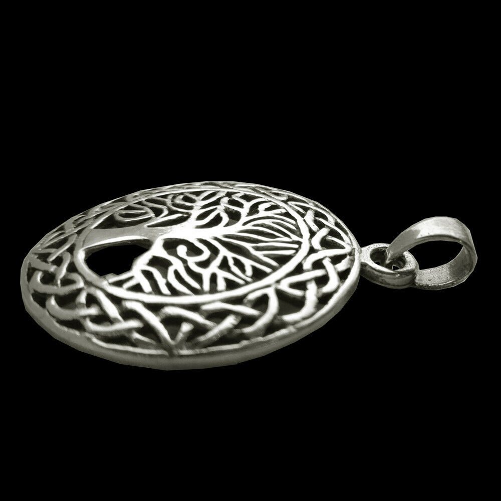 HOPLO Kettenanhänger Baum Schmuck Anhänger keltischer Knoten 925er Silber 27 mm Durchmesser