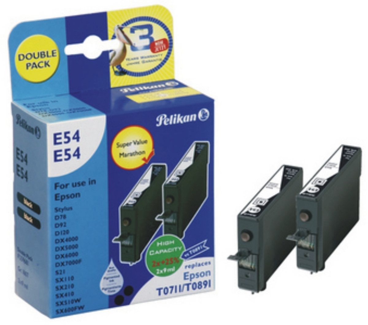 Tintenpatrone kompatibel mit Epson T071140/T0891 schwarz VE=2 Stück. Nachfülltinte