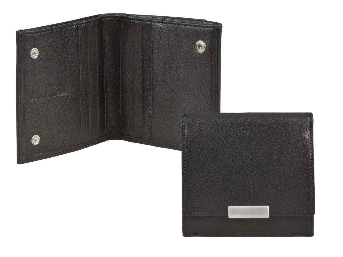 Portemonnaie, Schachtel Sonnenleder schwarz K, quadratisch 10x10cm, Wienfluss Wiener Geldbörse Herrenbörse,