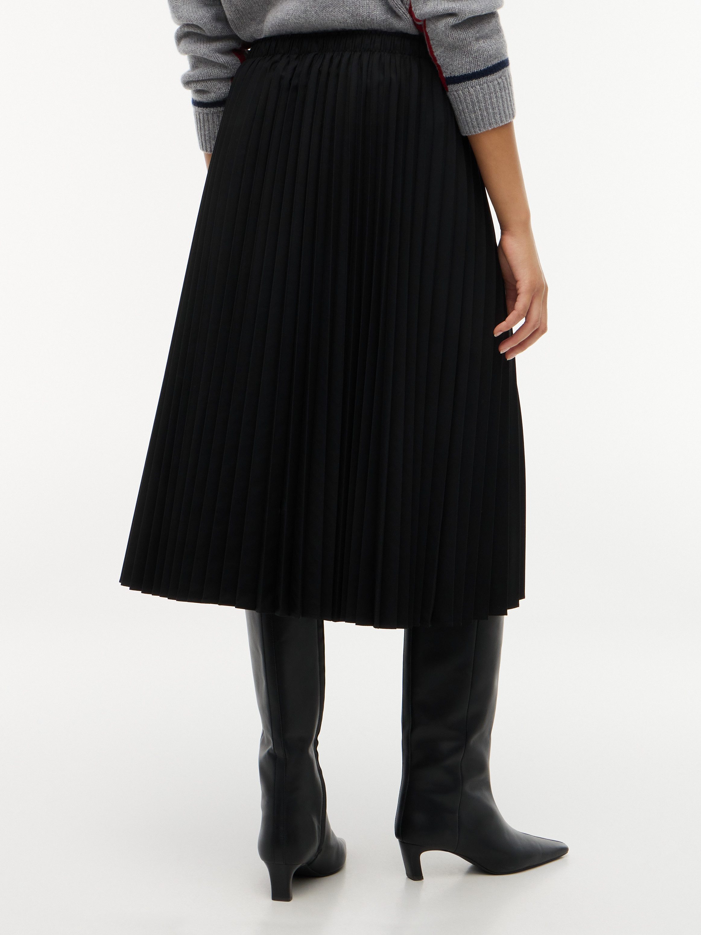 Tommy Hilfiger Plisseerock VISCOSE ELASTIC PLEAT MIDI SKIRT Materialmix, Plissee Falten