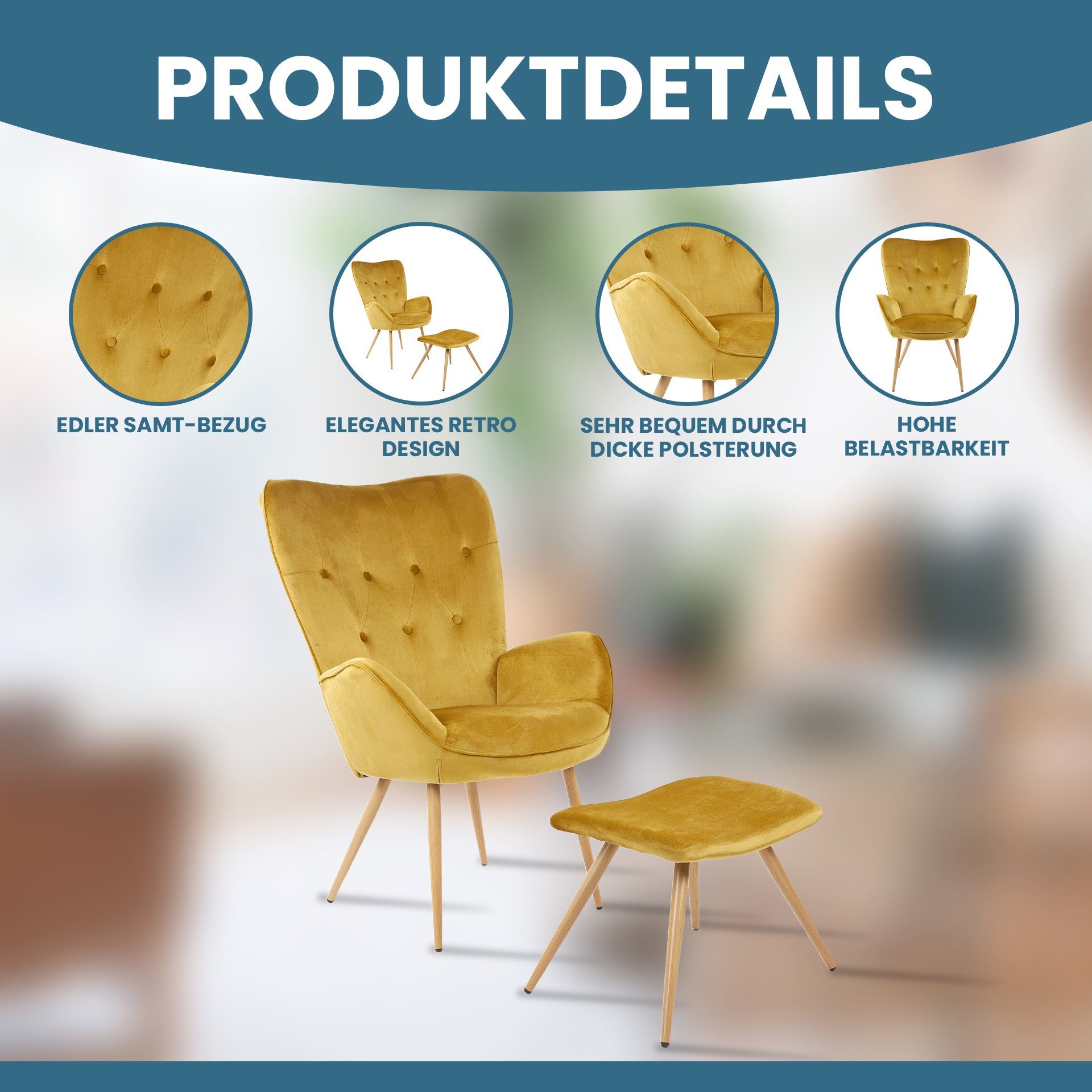 Albatros International Sessel Ohrensessel York gold Moderner Look Relaxsess günstig online kaufen