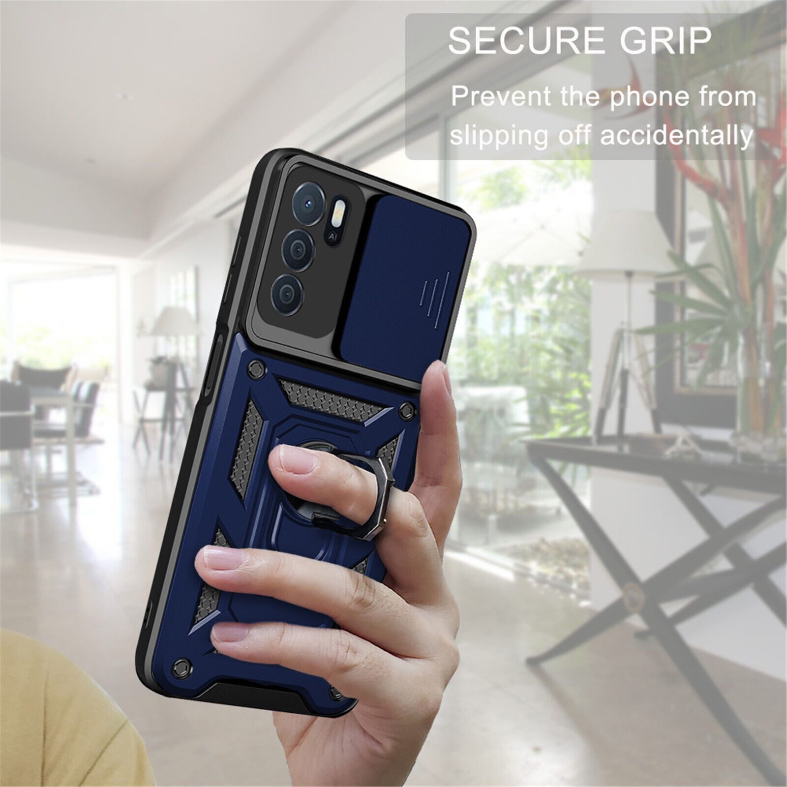 betterfon Handyhülle Panzerhülle für Oppo A16 mit Kameraschutz & Ringhalter, Outdoorhülle mit Smartstand und Silikonkern