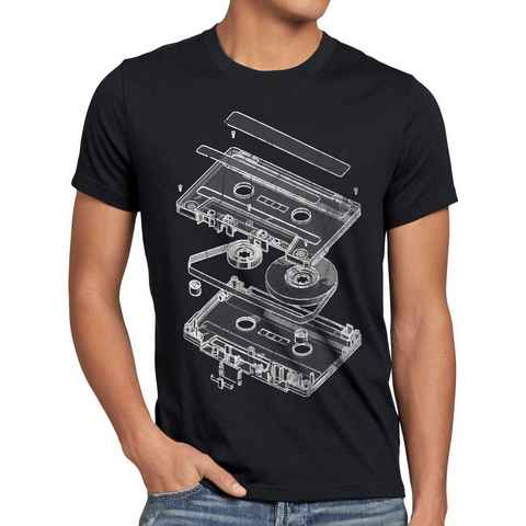 style3 Print-Shirt Herren T-Shirt Tape Kassette mc dj 3D turntable ndw analog disko cd 80er vinyl
