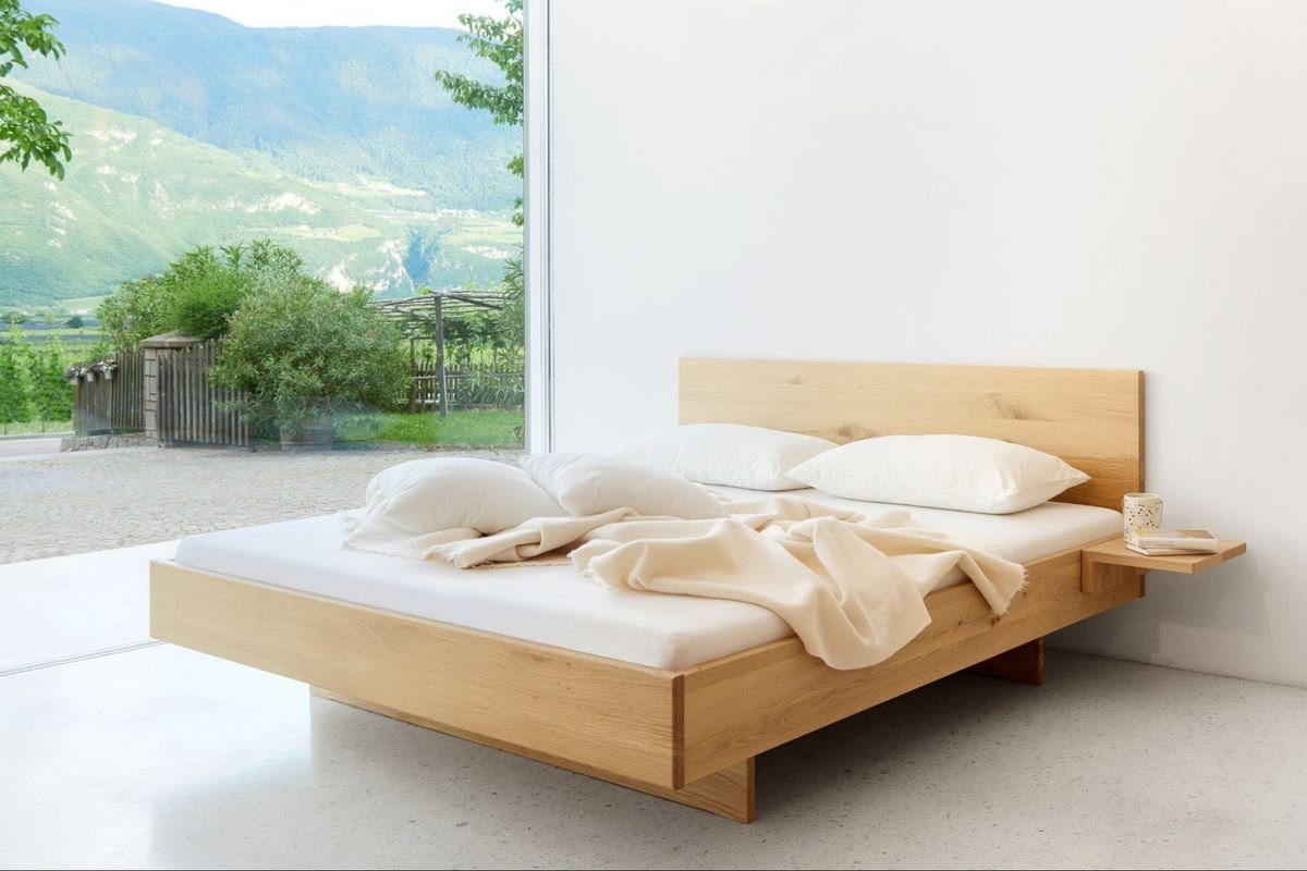 Natur24 Bett Doppelbett New York 180x200cm in Zirbe Natur mit Kopfteil