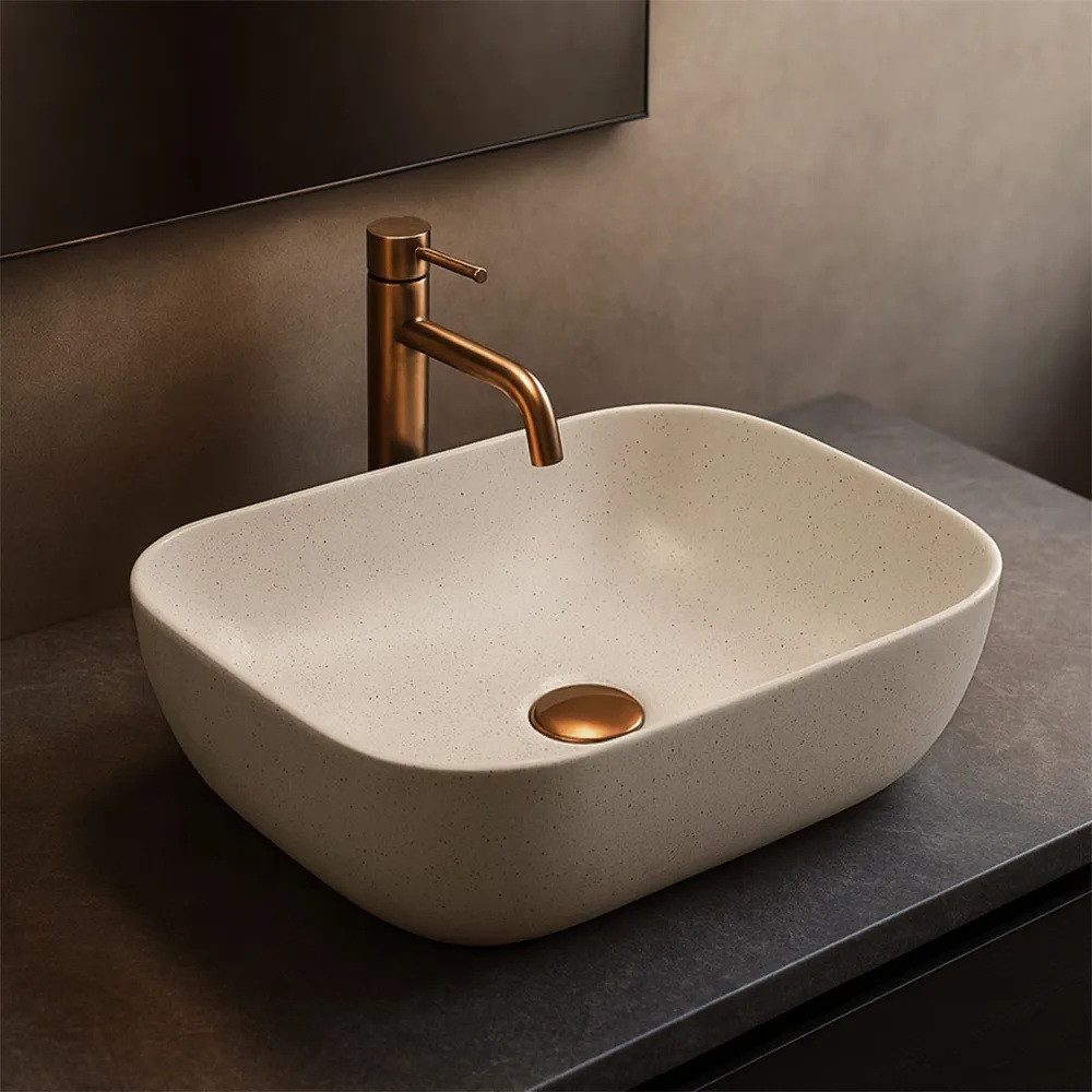 wohnwerk.idee Aufsatzwaschbecken Waschtisch Keramik Waschbecken Marmoroptik günstig online kaufen
