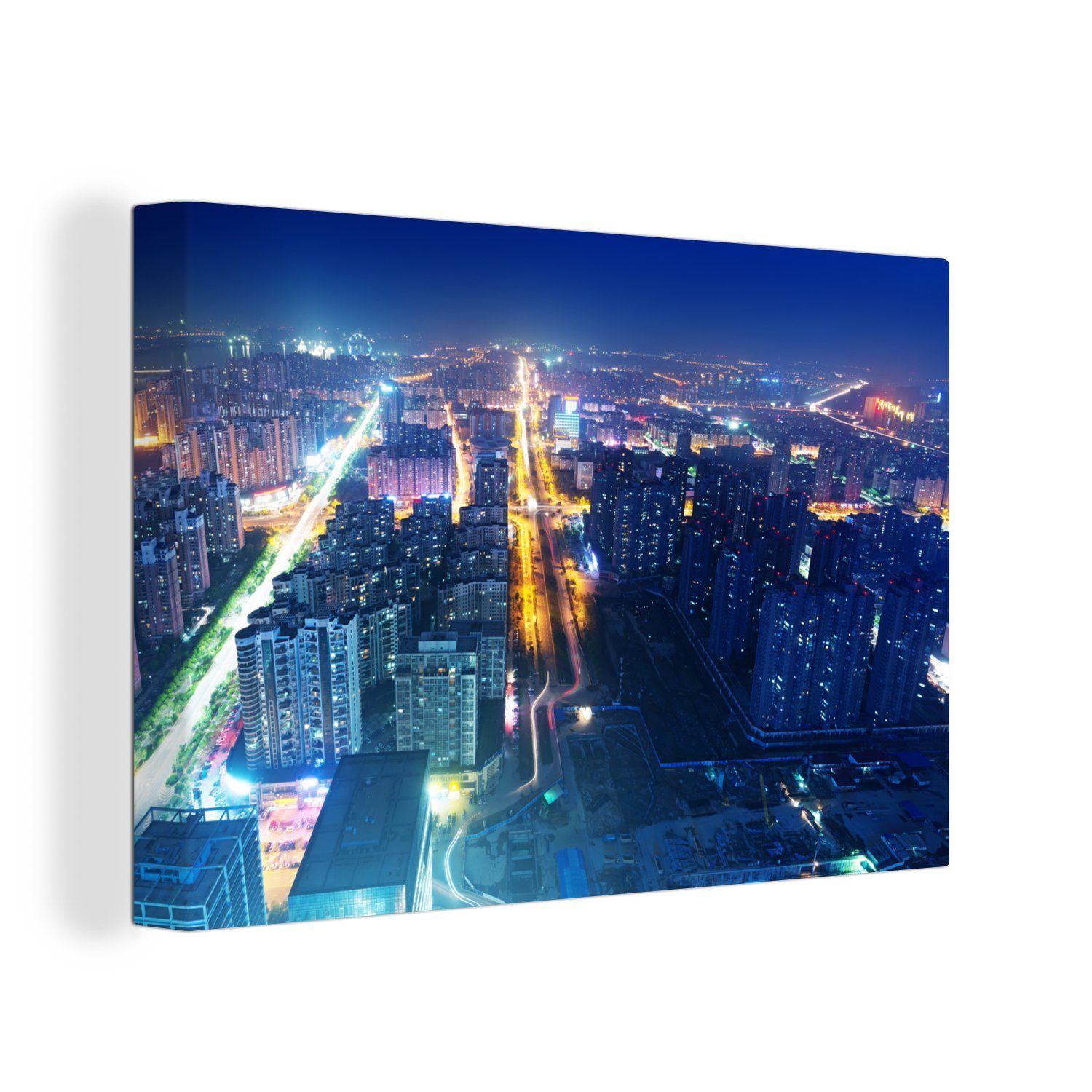 OneMillionCanvasses® Leinwandbild Stadtbild von 30x20 Aufhängefertig, Wandbild (1 in cm China, Asien, Leinwandbilder, St), Nanchang Wanddeko