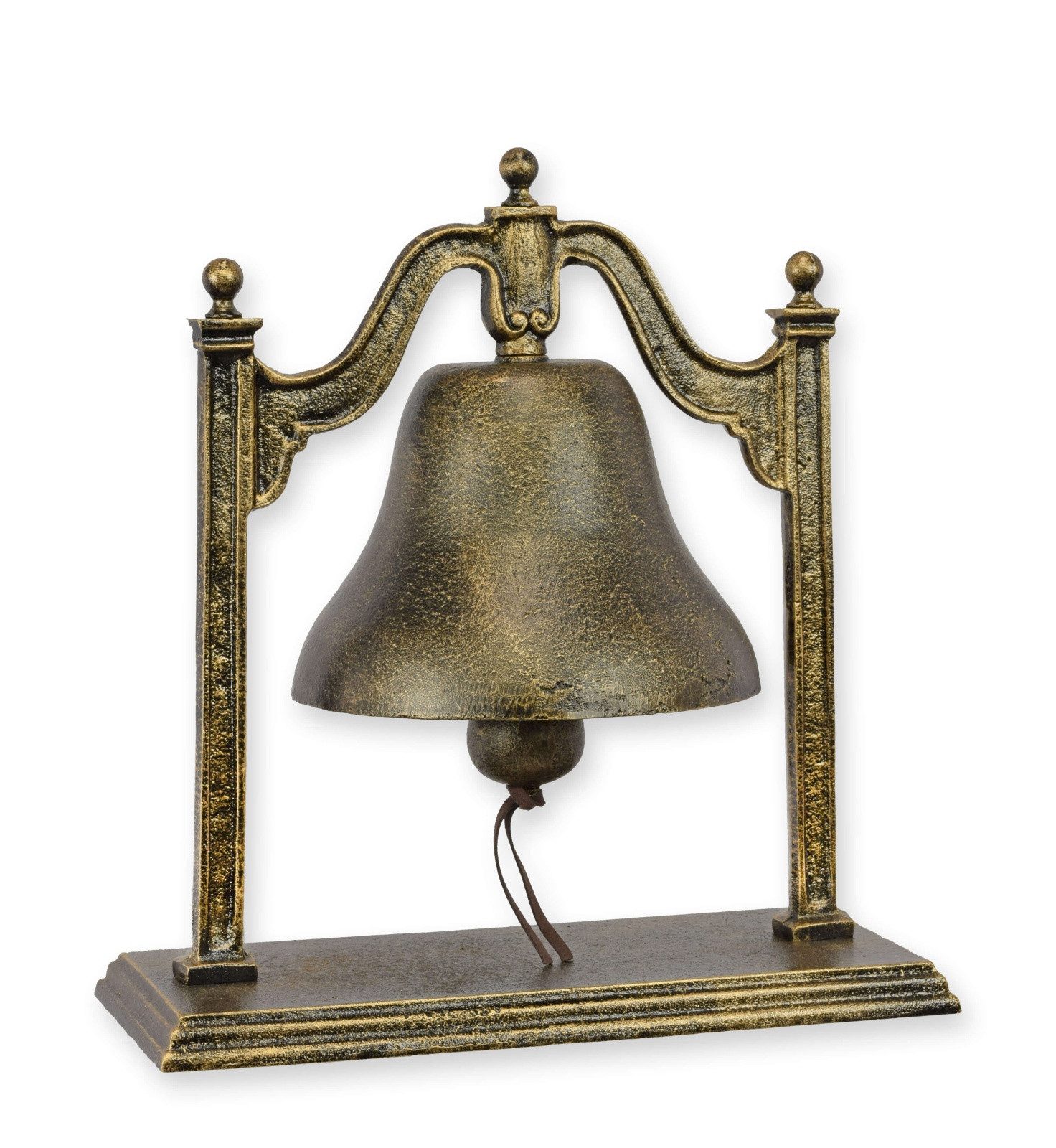 Aubaho Dekoobjekt Hotelglocke aus Gusseisen auf einem Ständer Replikat Retro Design Deko