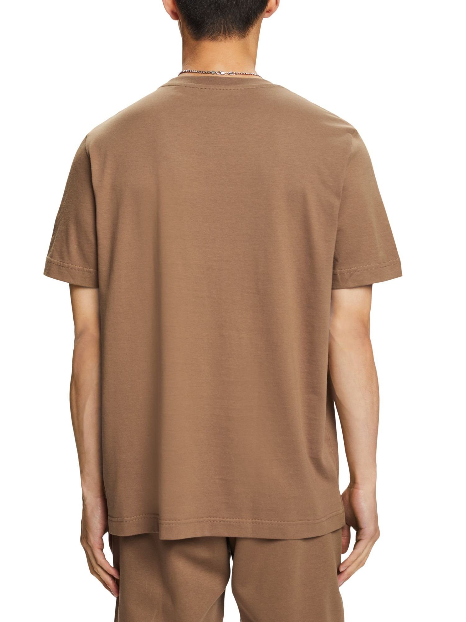 Esprit T-Shirt T-Shirt aus Jersey Brusttasche BARK mit (1-tlg)