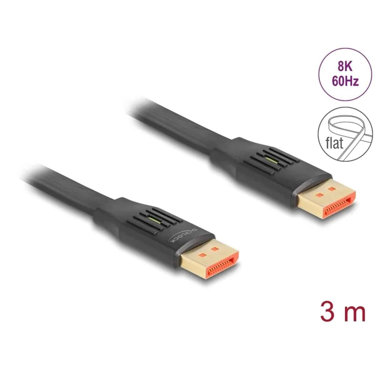 Delock Splitter DELOCK DisplayPort Flachbandkabel 8K 60Hz 3m
