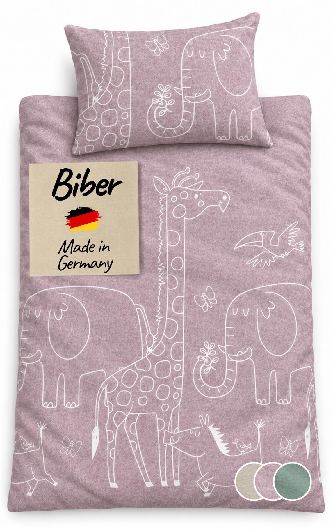 Carpe Sonno Kinderbettwäsche Biber Kinderbettwäsche Tiere aus 100% Baumwolle, Biber, 2 teilig, MADE IN GERMANY - Kinderbettwäsche 135x200 - 100% Baumwolle - Rosa