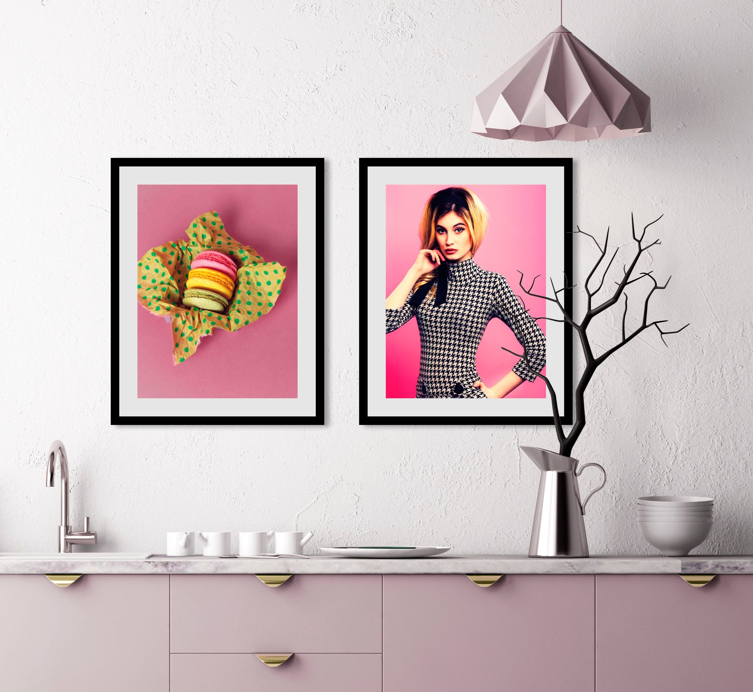 queence Bild Macarons, Art, Essen, Kunst, Lebensmittel, Süßigkeiten, Süßspeisen (1 St), HD Premium Poster-Druck inkl. Holzrahmen