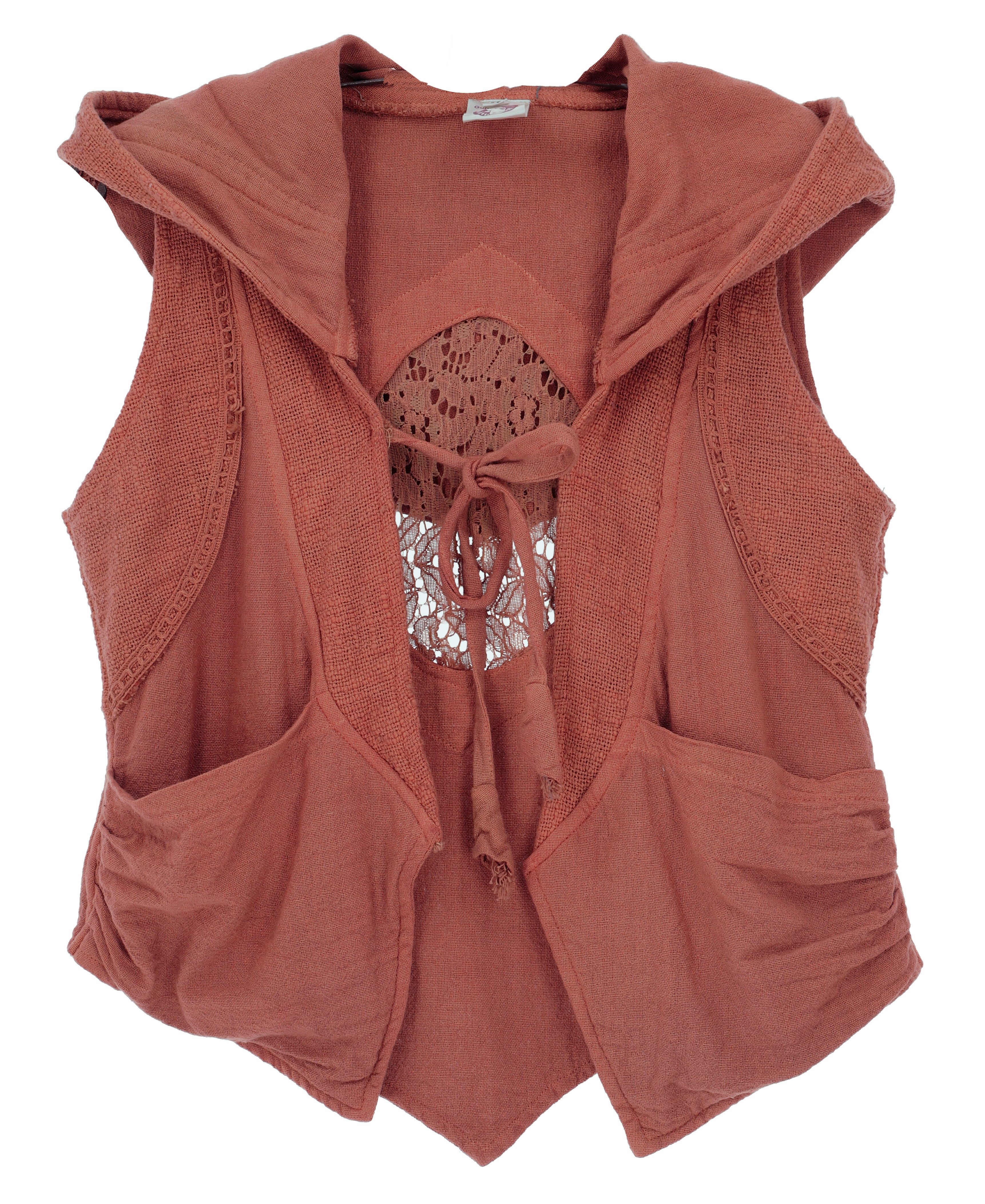 Guru-Shop T-Shirt Goa Psytrance Weste, Pixi Weste, Boho Weste mit.. alternative Bekleidung